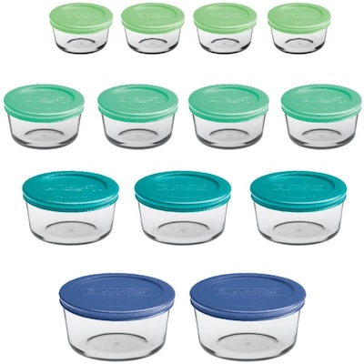 Anchor Hocking nchor Hocking Classic Food Storage Containers, 1-Cup, Clear  Glass, Red Lids