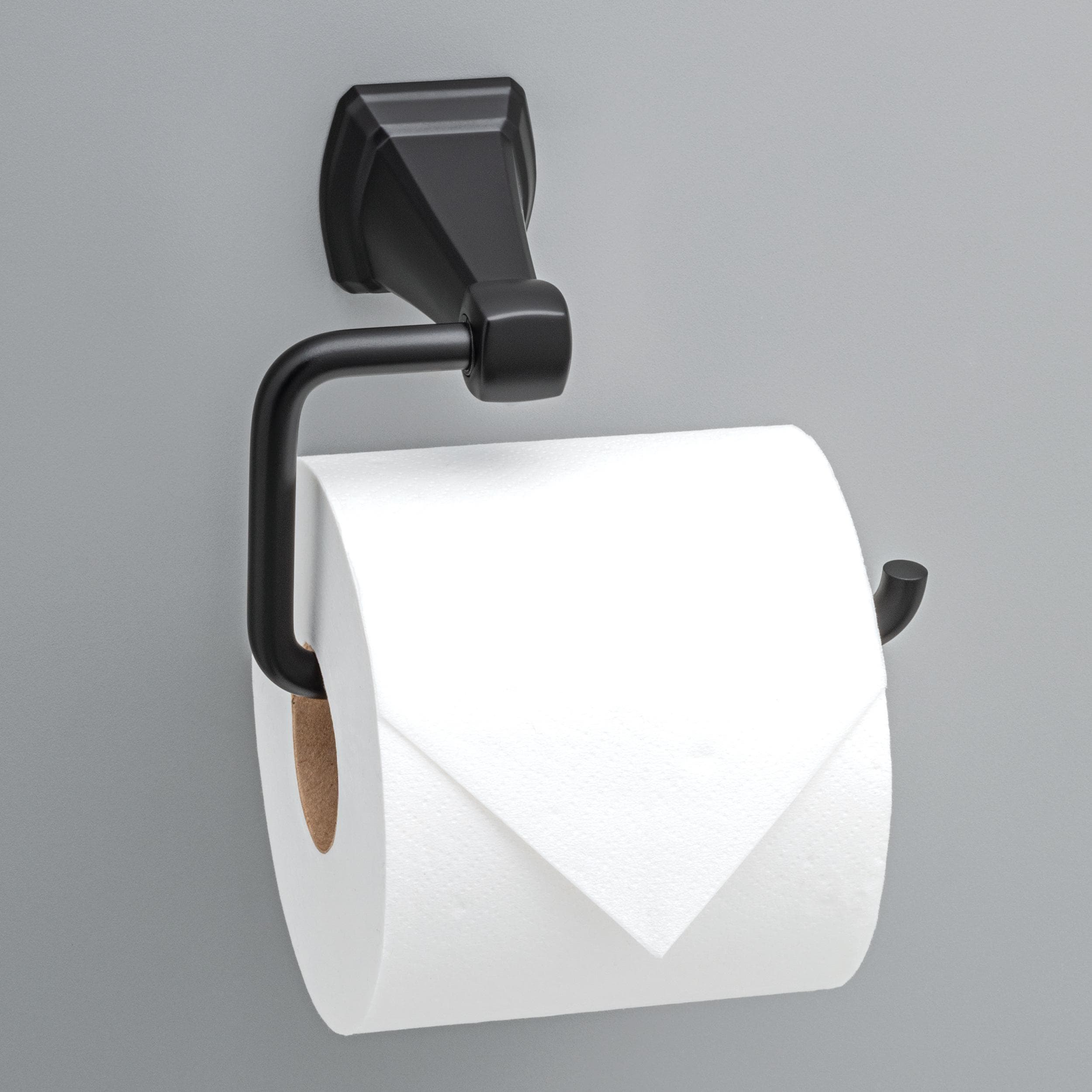 Delta Becker Matte Black Wall Mount Euro Toilet Paper Holder with Storage