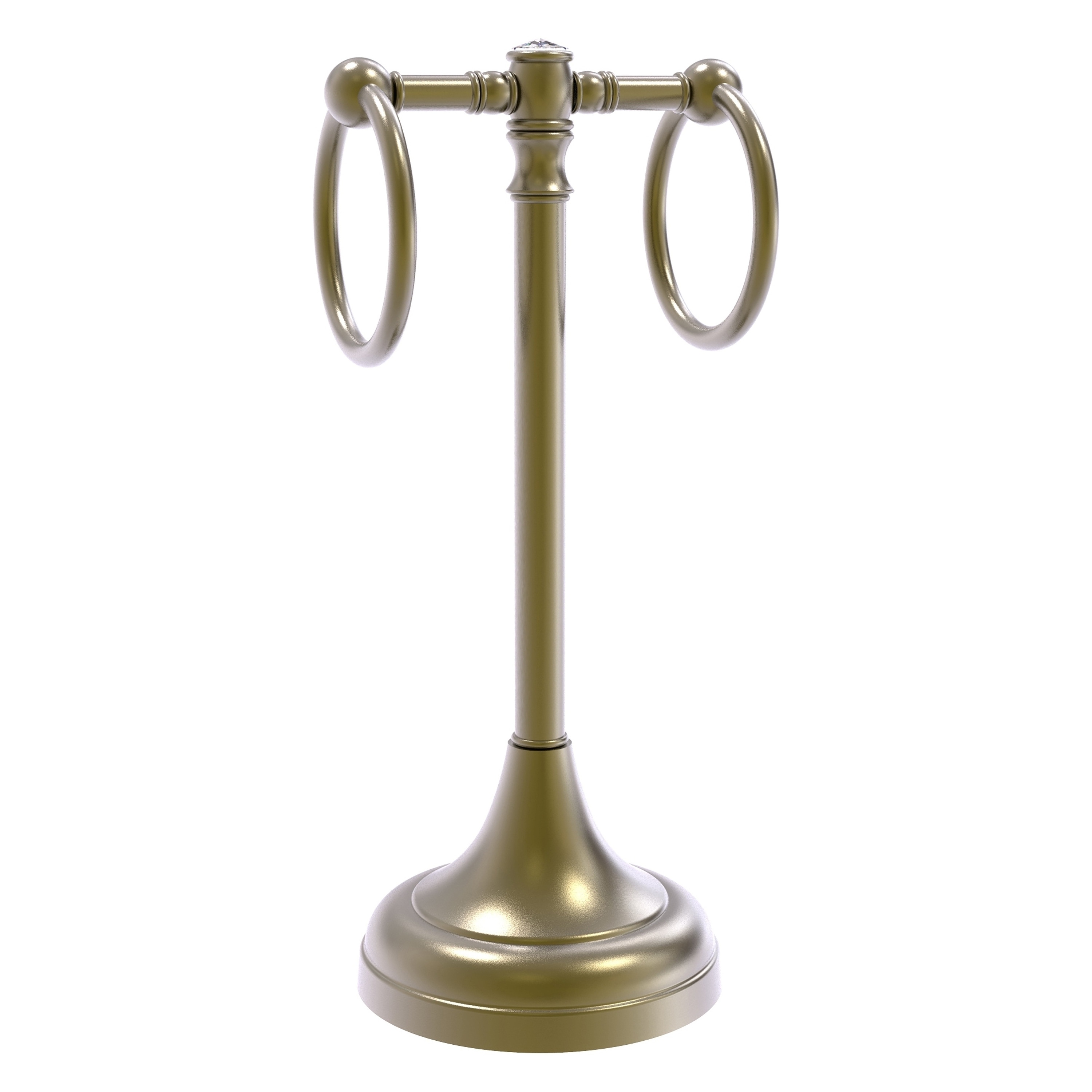 Allied Brass CC-53-ABR Carolina Crystal Antique Brass Freestanding countertop Double Towel Ring