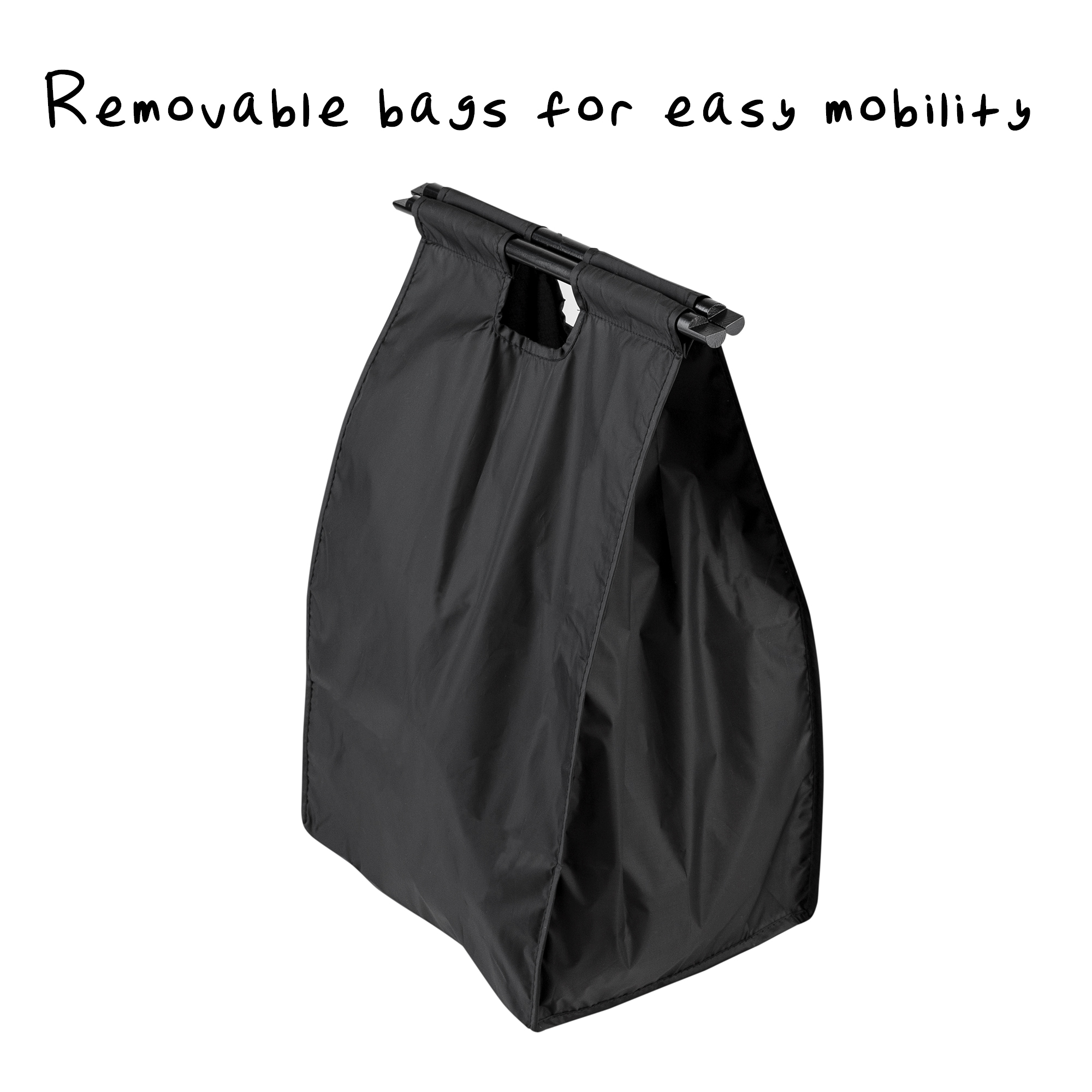 Black Double Sorter Folding Laundry Table with Removable Bags