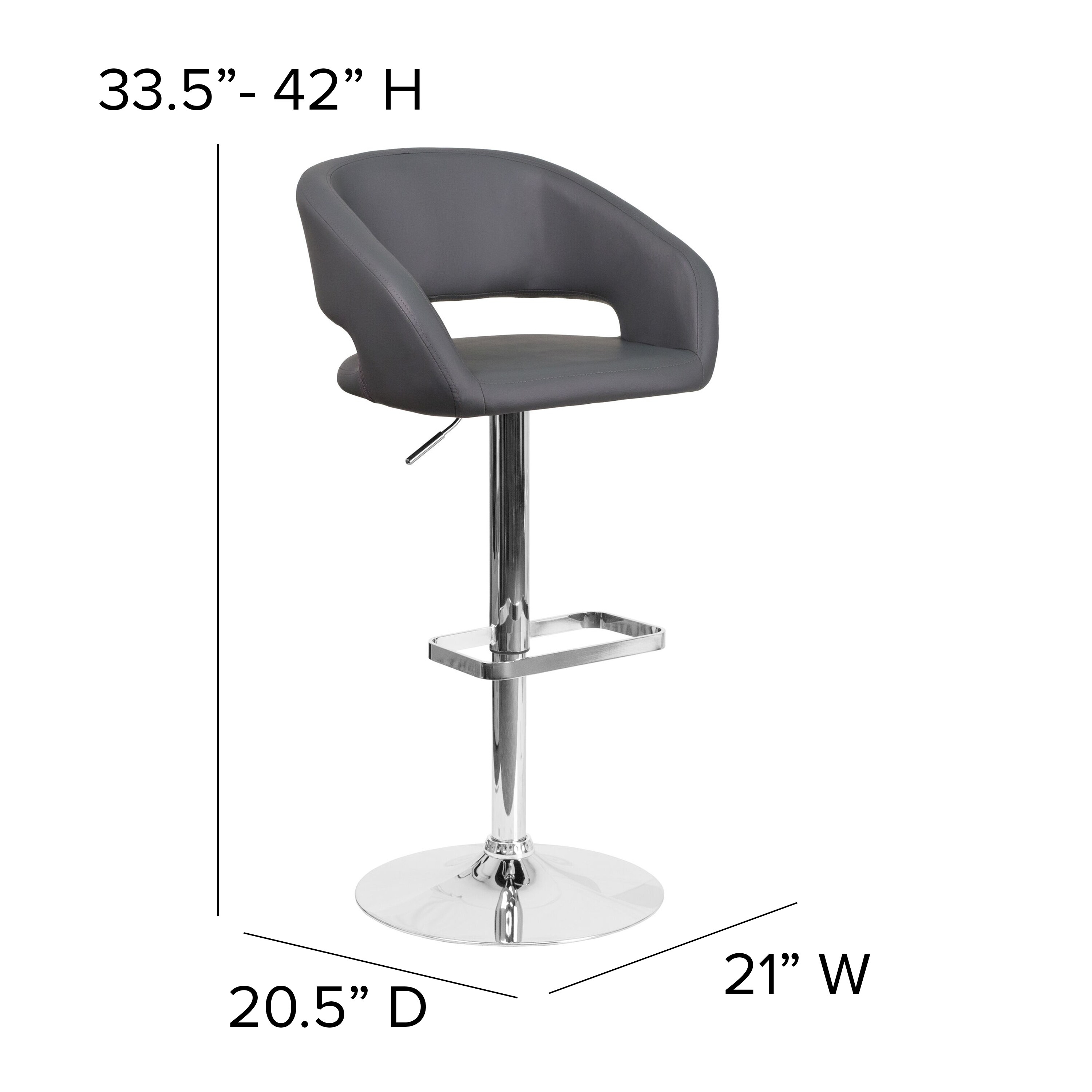 Flash Furniture Gray Vinyl 32-in H Adjustable height Upholstered Swivel ...