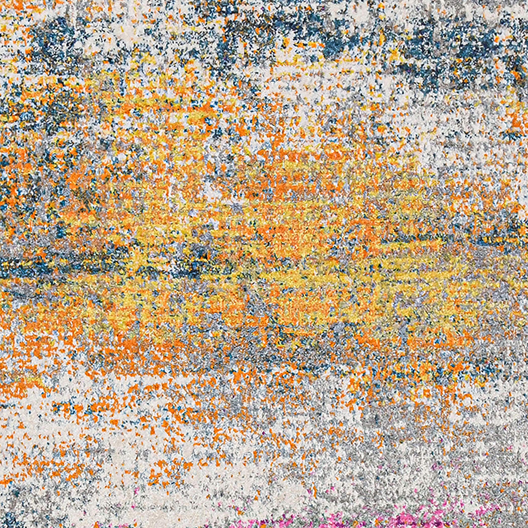 Red and Orange Synthetic Washable Rectangular Area Rug 5' x 7'