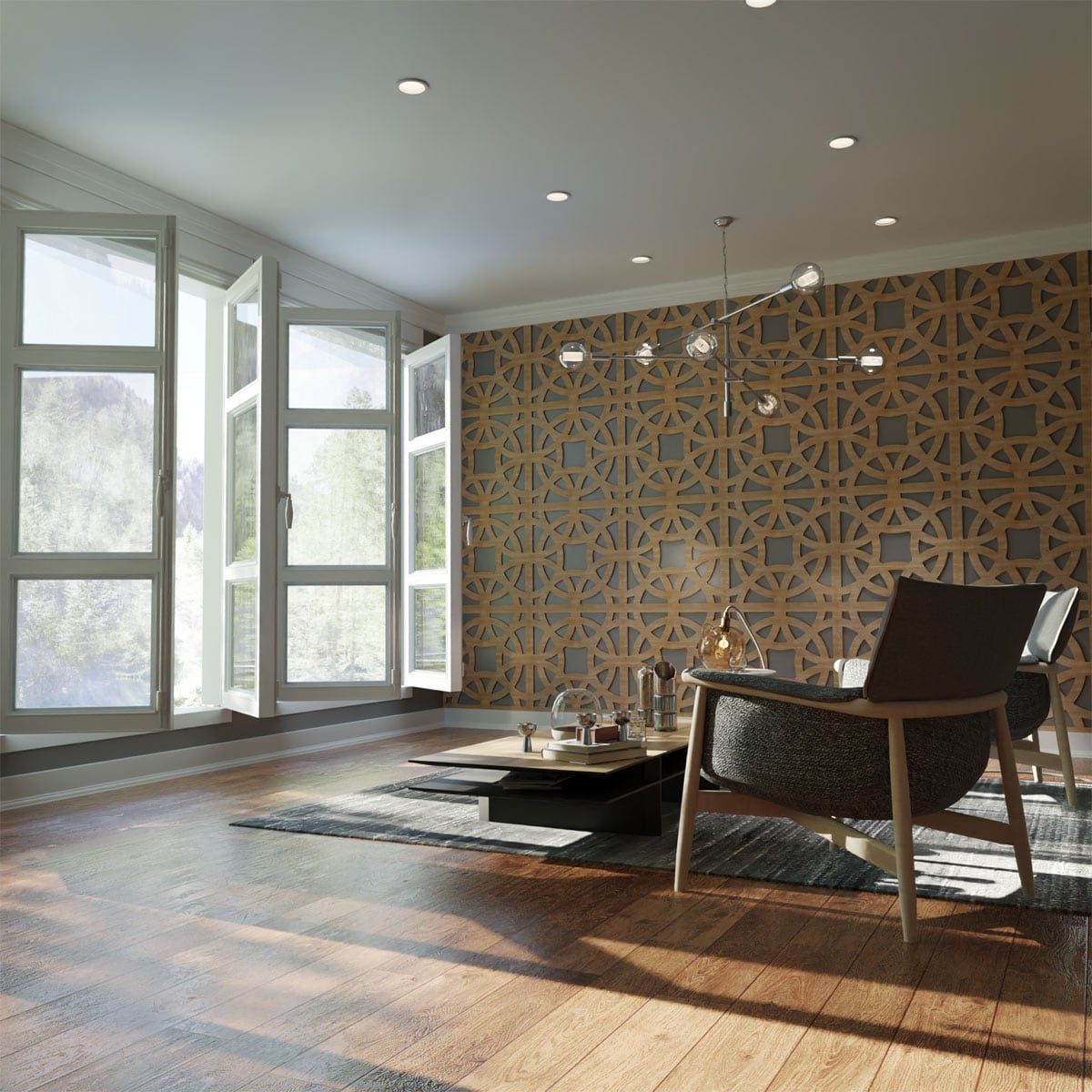 Ekena Millwork WALW24X24X0375BNEWA 23-3/8-in x 23-3/8-in Smooth Walnut Wood Wall Panel Fretwork