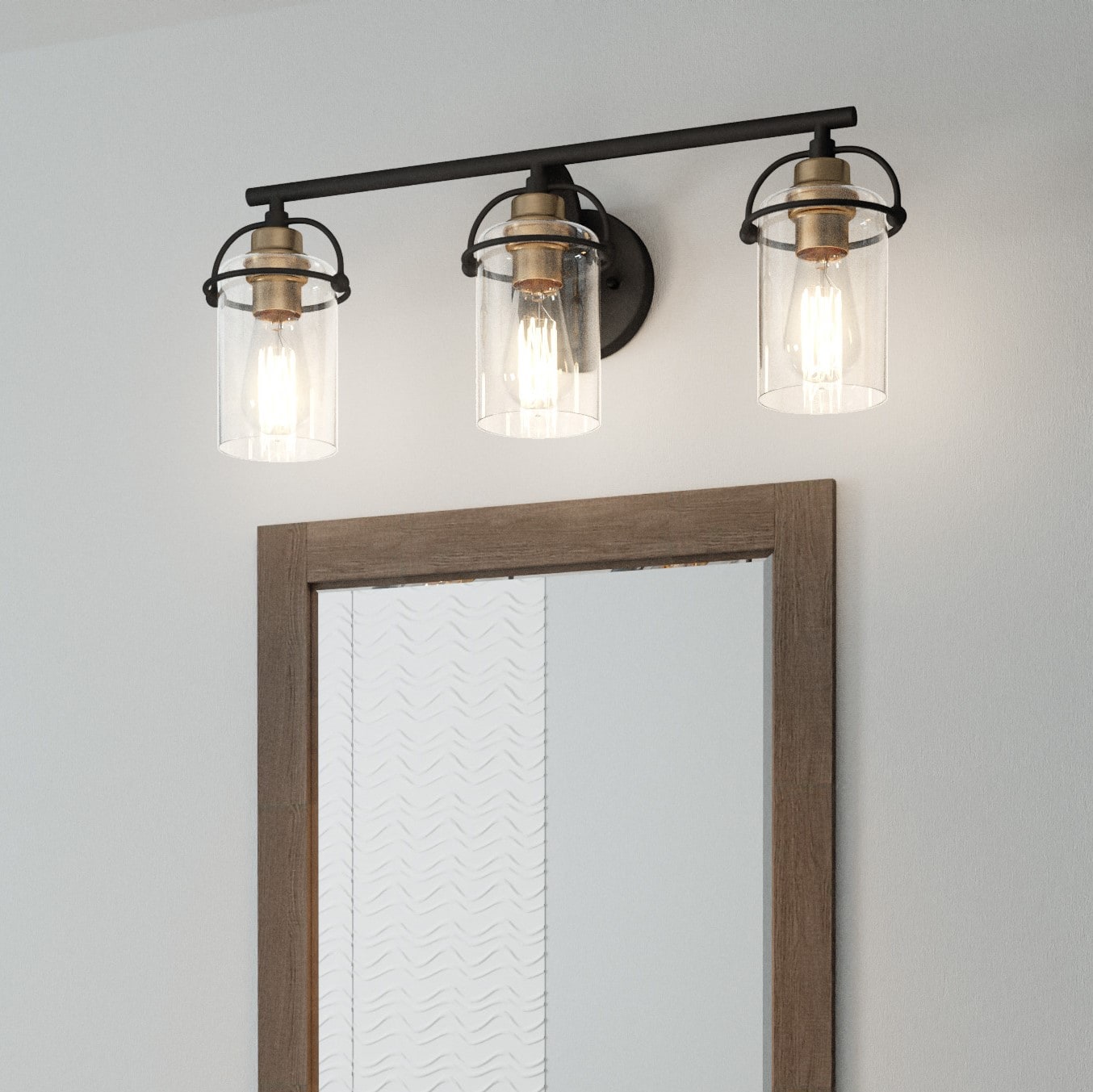 Quoizel EMR8603MBK Emerson 24-in 3 -Light Matte Black Industrial Vanity light