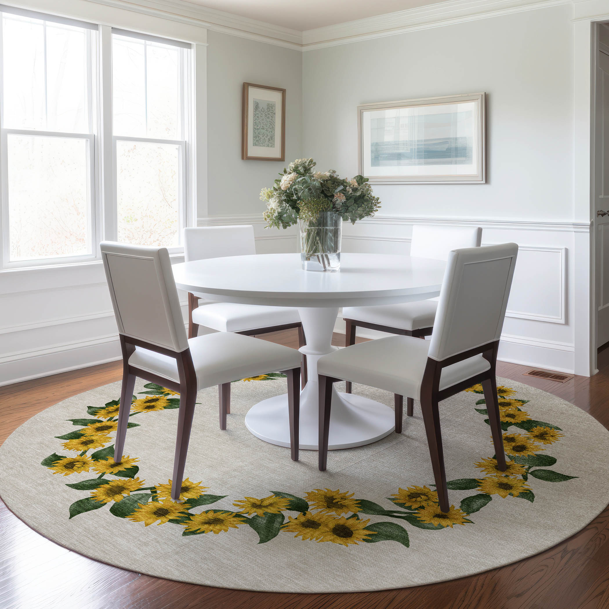 Addison Rugs AMF172YE8RO Mayfield AMF172YE 8 x 8 (ft) Loomed Polyester Yellow Round Indoor Geometric Machine washable Pet Friendly Area rug