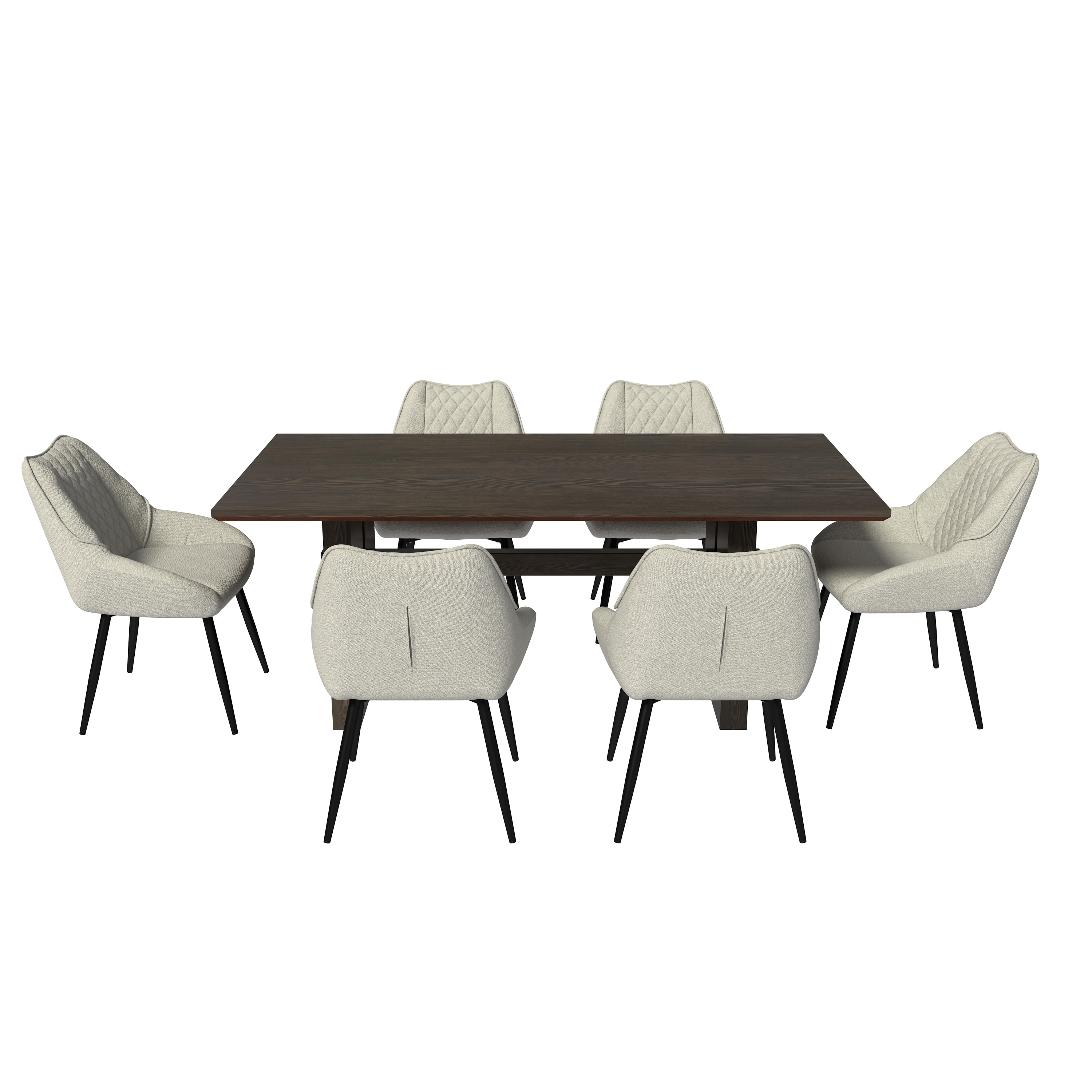 Clihome CL-172353BE Beige Chair/Dark Brown Table Contemporary/Modern Dining Room Set with Rectangular Table ( Seats 6 )