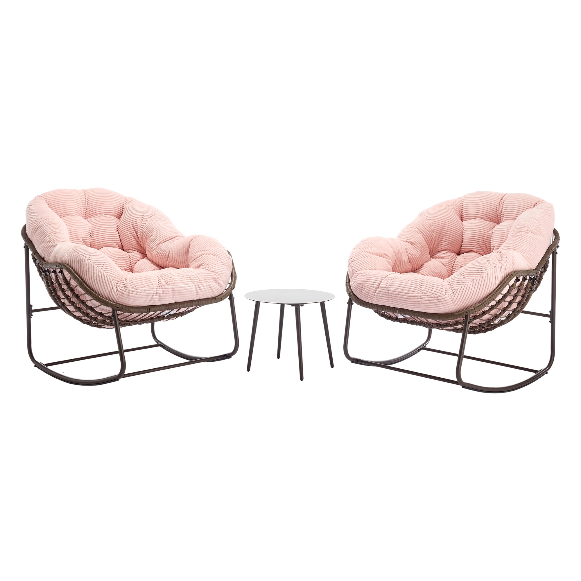 Blisstyle Outdoor Rattan Rocking Chair Padded Cushion Rocker Recliner ...