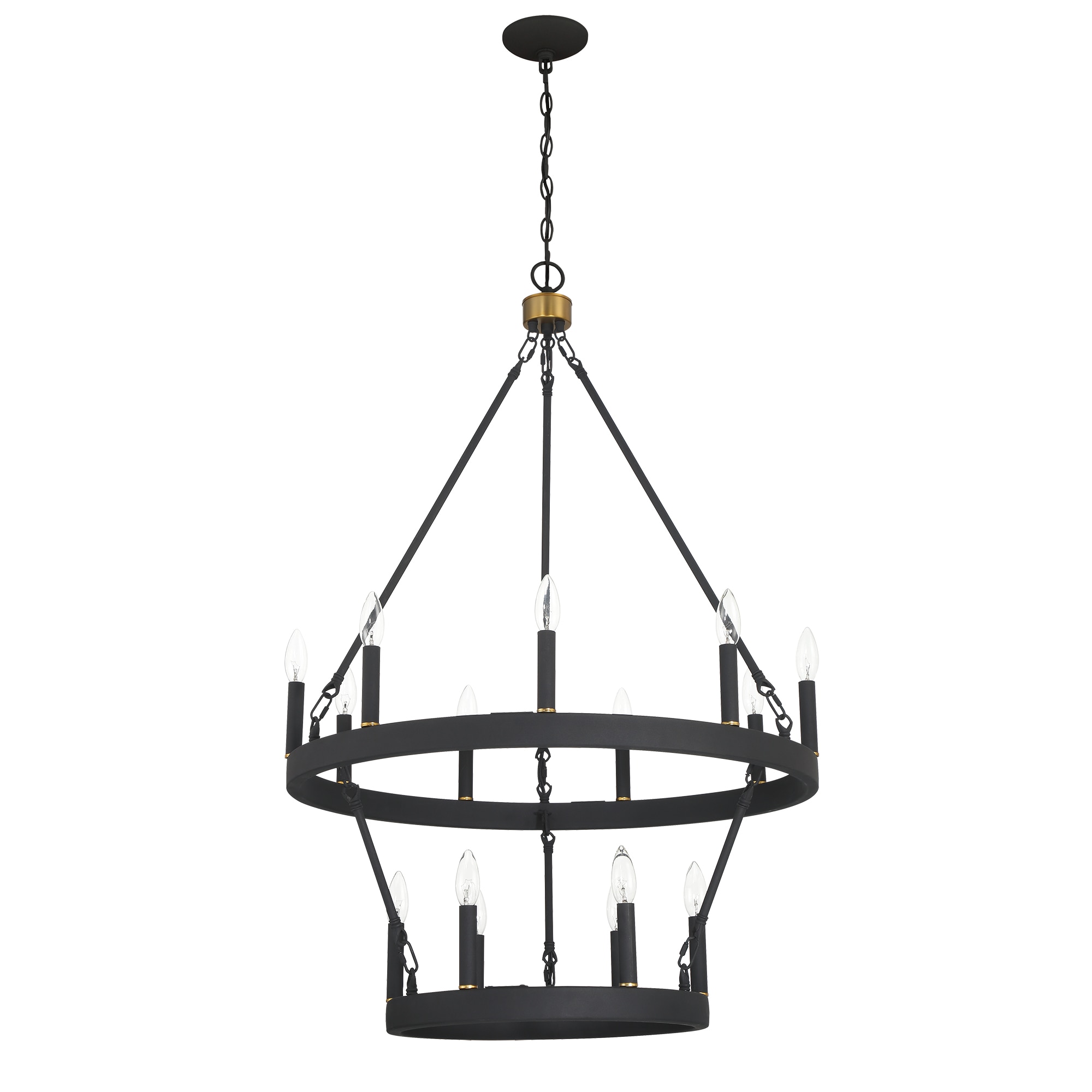ACROMA 7615BRAZ Lompoc 15 -Light Matte Black Modern/contemporary Bare bulb For Use in Bedrooms, Dining Rooms, Foyers, Kitchens, Living Rooms Chandelier