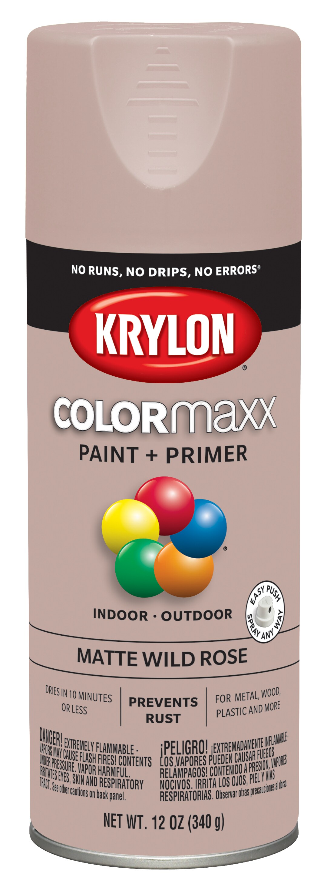 Krylon K05593007 COLORmaxx Spray Paint and Primer for Indoor/Outdoor Use,  Metallic Rose Gold 