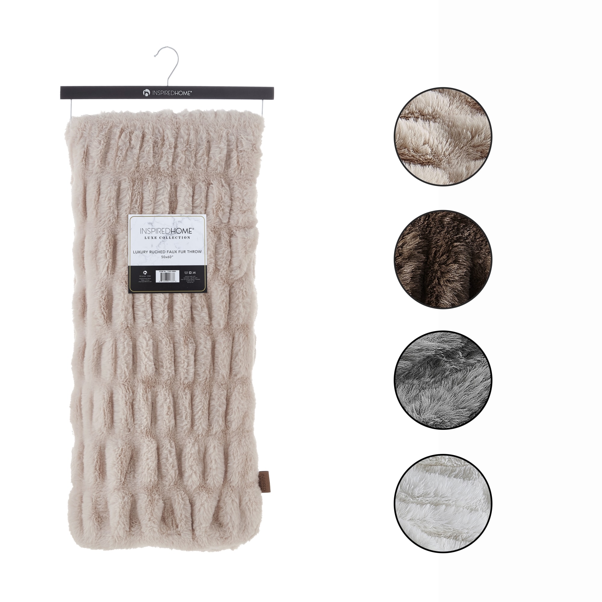 Inspired Home T393-30BH-LS Karoline Blush 50-in x 60-in Polyester Throw