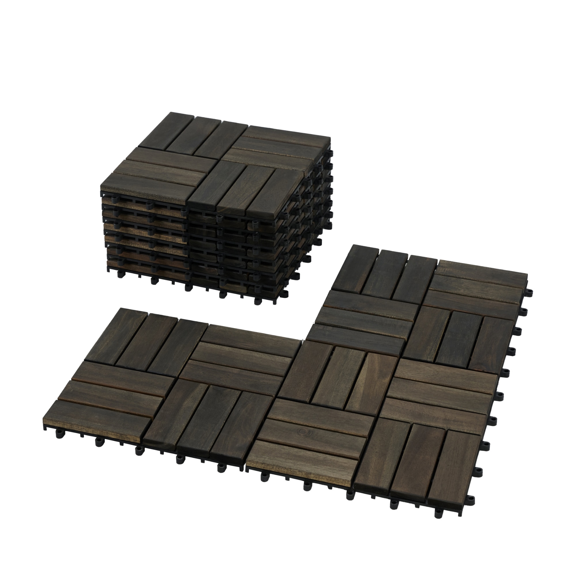 Bybafun YC05000008 12-in x 12-in 20 -Pack Dark Brown Prefinished Wood Deck tile ( 20-sq ft )