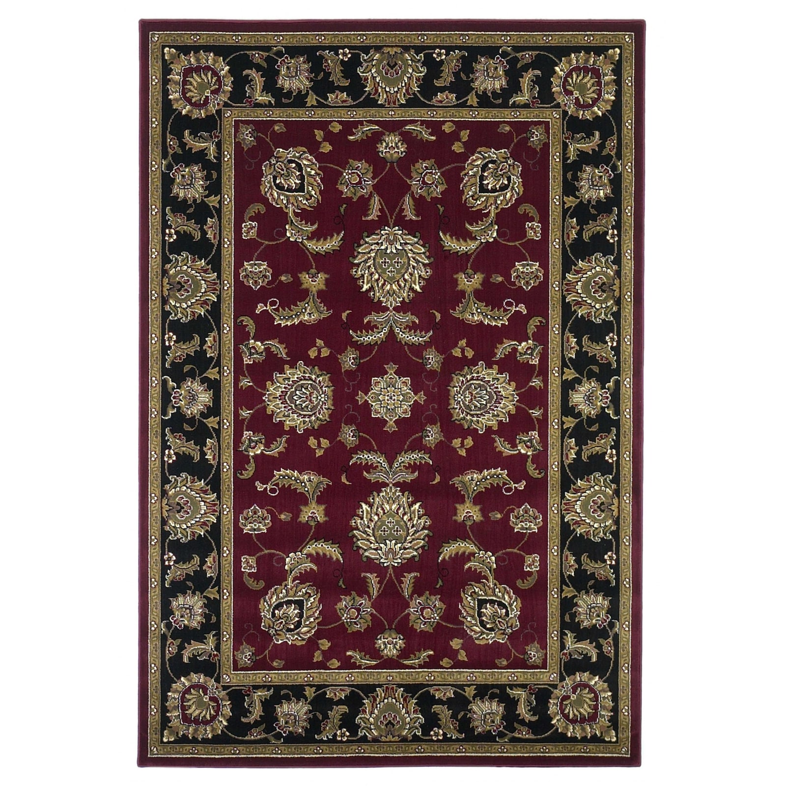 HomeRoots 352836 Bernadette 7 X 7 (ft) Rag Red Black Round Indoor Border Area Rug