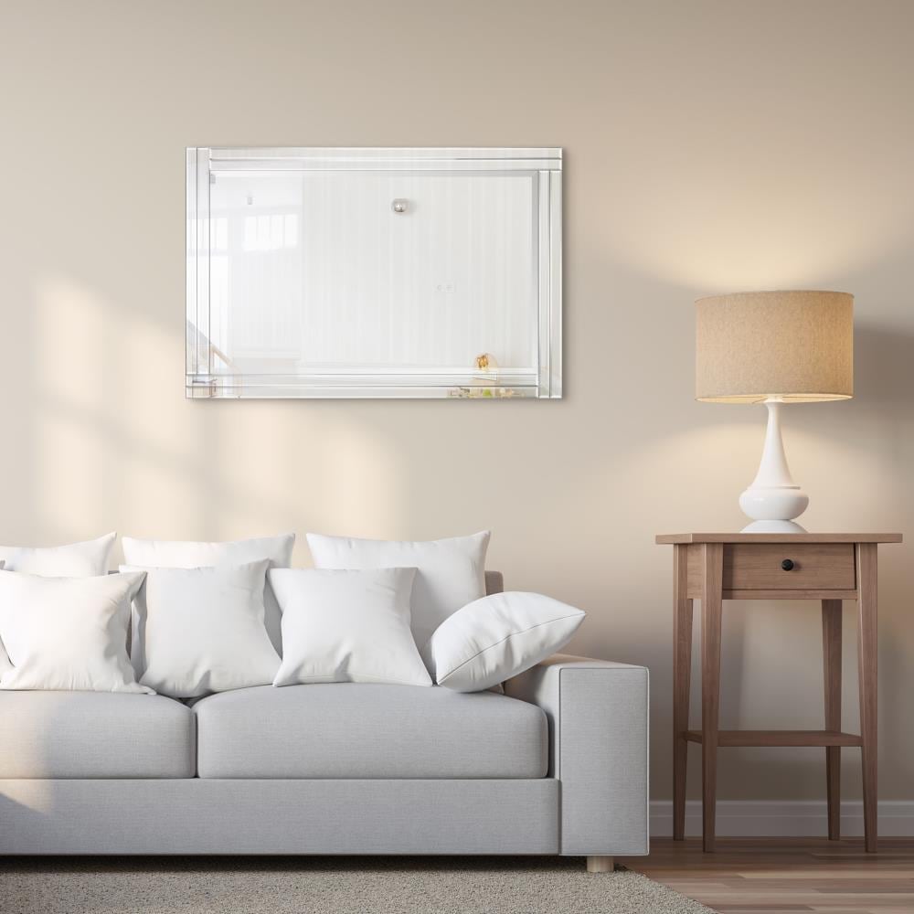 Modern Solid Wood Frame Rectangular Wall Mirror, 24" x 36", Clear Bevel
