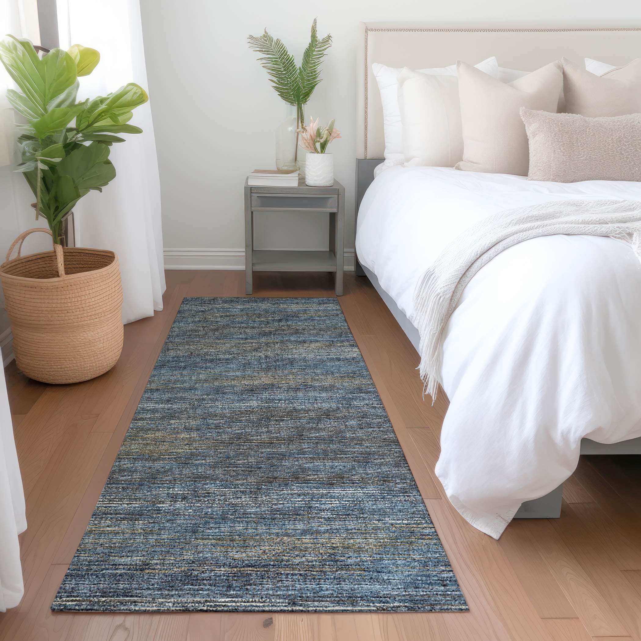 Addison Rugs AMF32BL2X8 Mayfield AMF32BL 2 x 7 (ft) Loomed Polyester Blue Rectangular Indoor Abstract Machine washable Runner rug