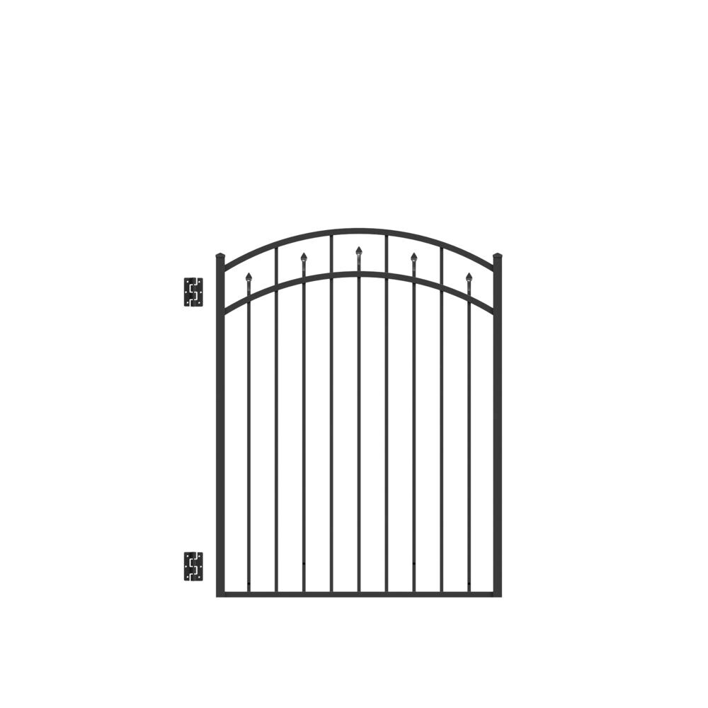 Freedom 73010333 Concord 4-1/2-ft H x 4-ft W Black Aluminum Decorative Walk-thru Spaced picket Fence gate