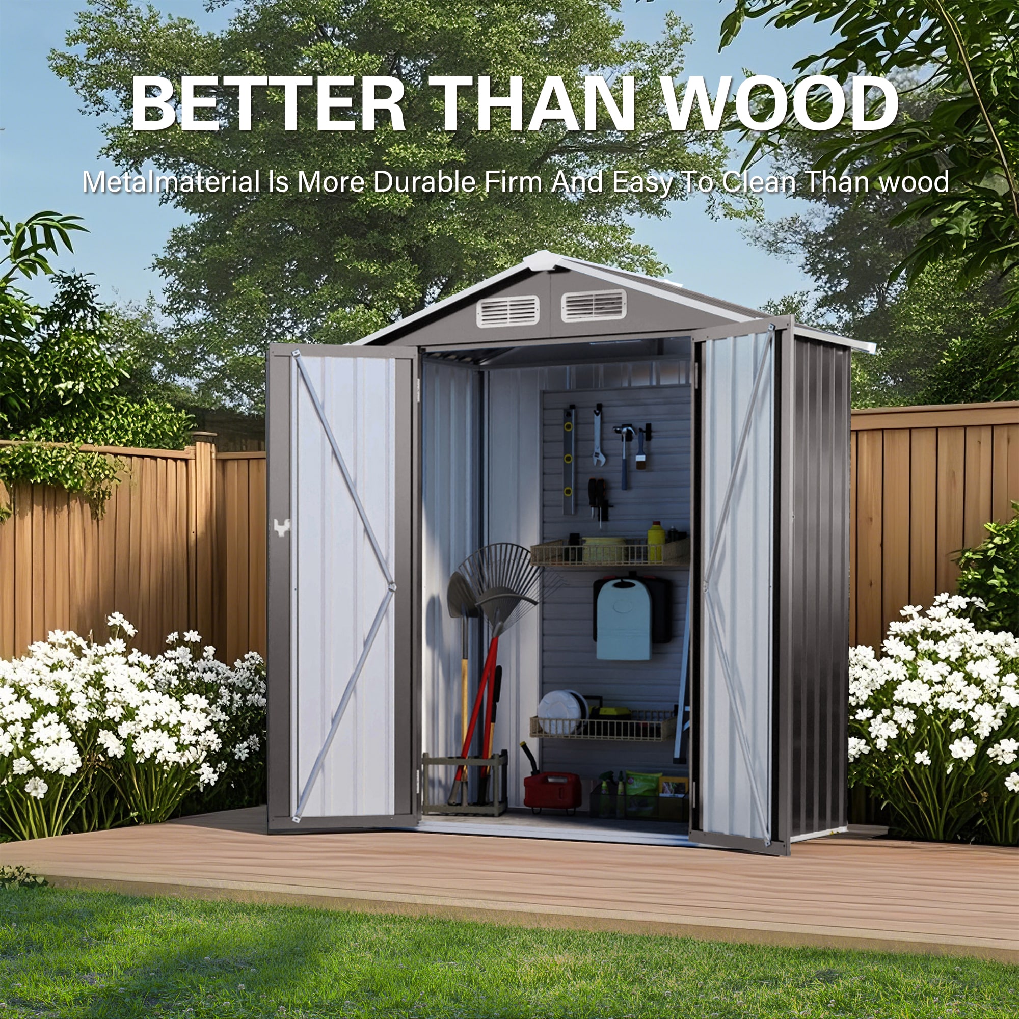 WELLFOR KT0007AMCF Metal-Storage-Buildings-Sheds - View #2