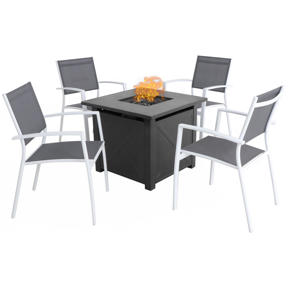 Hanover NAPLES5PCSLFP-WG Naples 5-Piece Patio Conversation Set with Gray