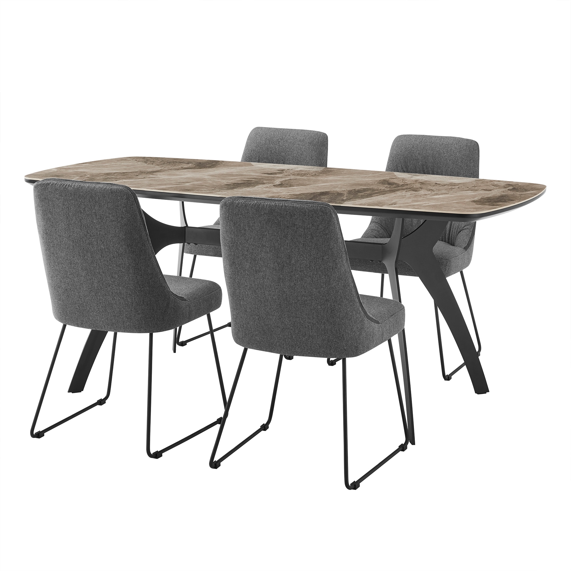 Armen Living SETANDI5QRGR Andes/Quartz Gray/Black Contemporary/Modern Dining Room Set with Rectangular Table (Seats 6)
