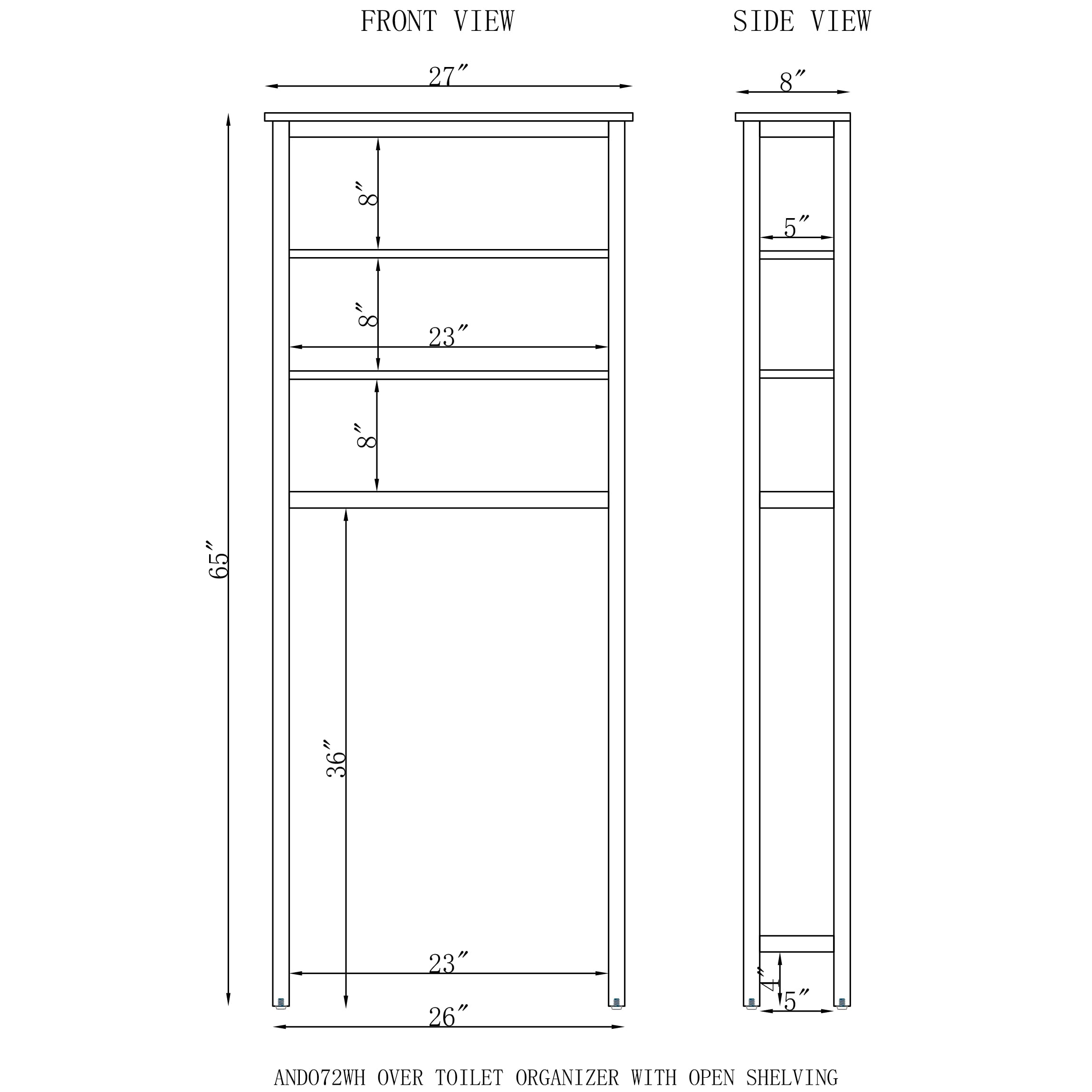 Alaterre Furniture ANDO72WH Bathroom-Shelves - View #8