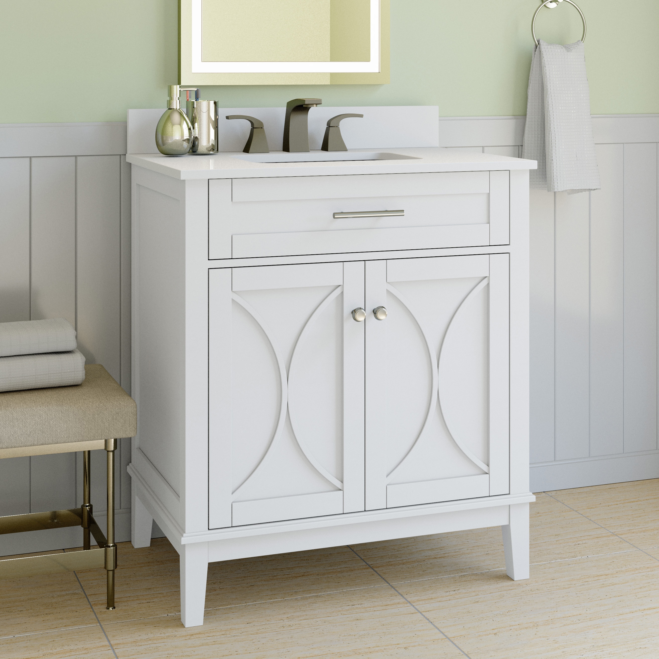 allen + roth Alcova 30-in White Undermount Single Sink Bathroom Vanity ...