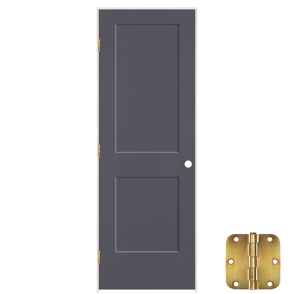 Masonite 641282 32-in x 80-in Slate Solid core 2-panel Right hand Smooth Prefinished Molded composite Flat Jamb Single Prehung Interior Door