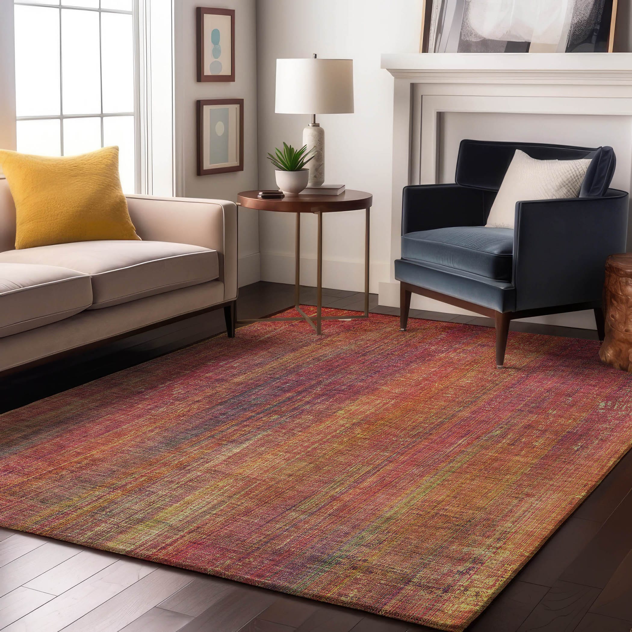 Addison Rugs AMF530NA8RO Mayfield AMF530NA 8 x 8 (ft) Loomed Polyester Navy Round Indoor Geometric Machine washable Area rug
