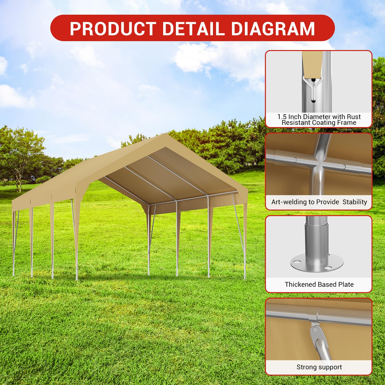 GarveeLife 4E2-TCDP042503 Carport-Covers - View #4