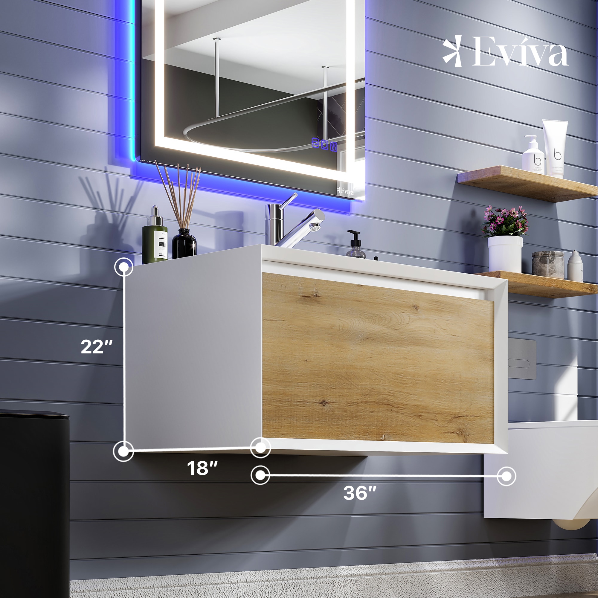 Eviva EVVN277-36OAK-WH Bath-Vanity-Combo - View #2