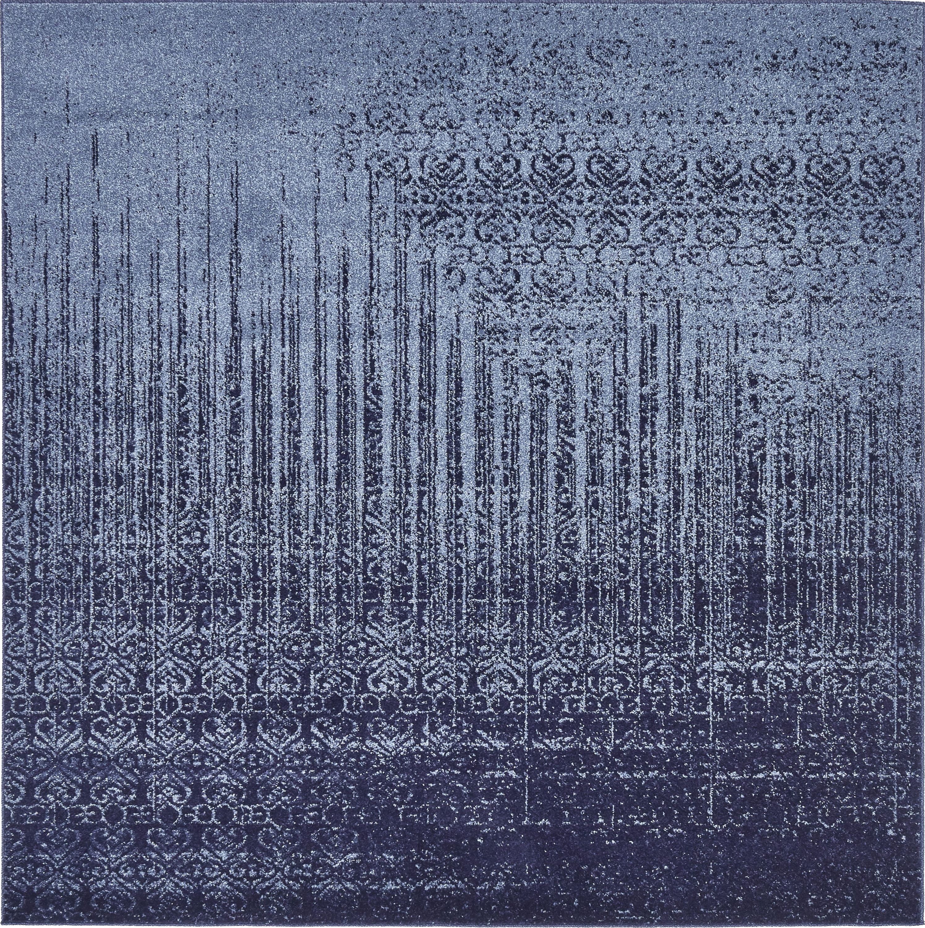 Unique Loom 3133402 Jennifer Del Mar 6 x 6 (ft) Loomed Polypropylene Blue/Navy Blue Square Indoor Stripe Industrial Area rug