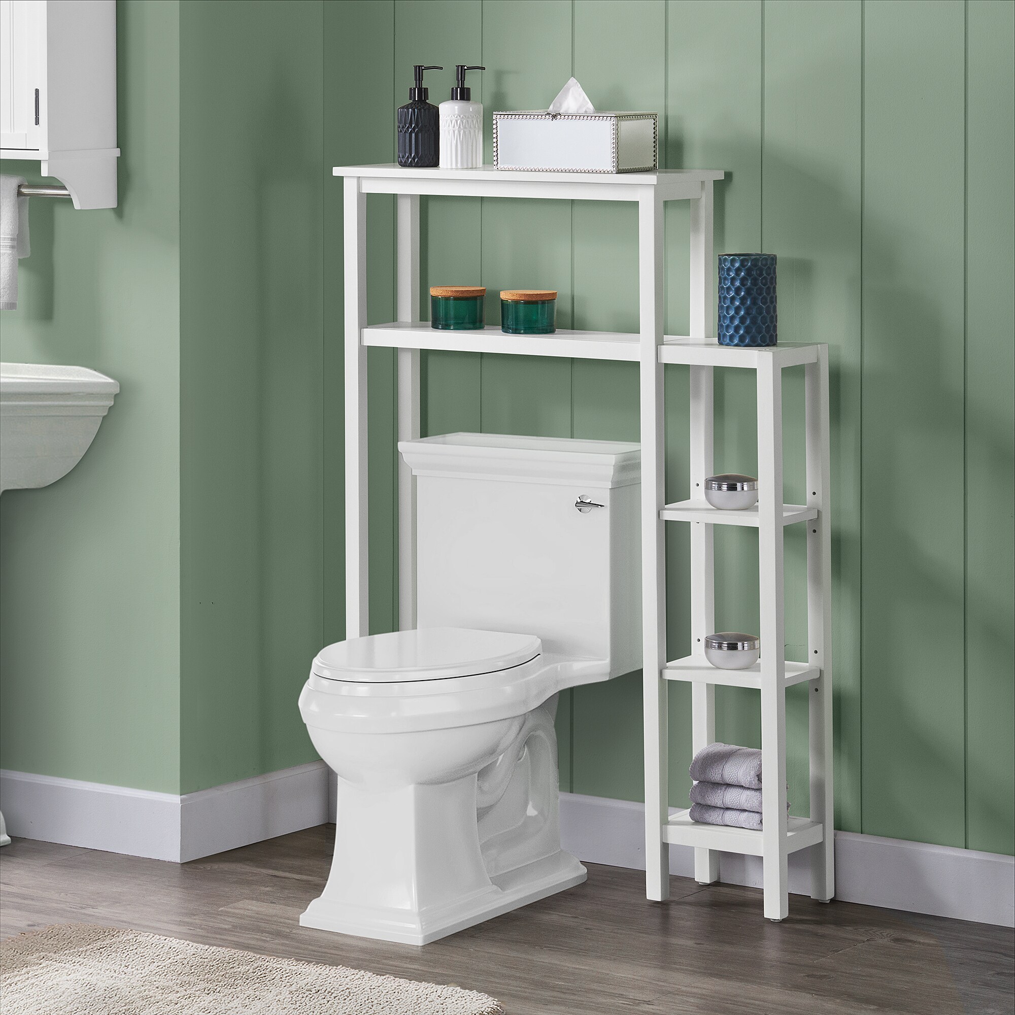 Dover Over Toilet Organizer with Side Shelving, Wall Mounted