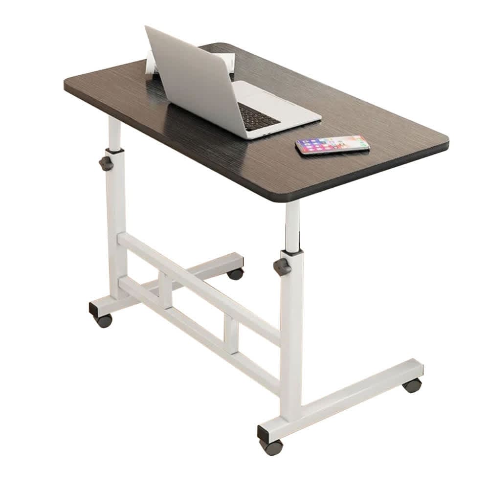 Qeetex WLS-PEP-333YM9BT Mobile Computer Desk for Small Space Adjustable Height Rolling Work Desk Portable Standing Writing Desk with Wheels for Home Office Study Bedroom