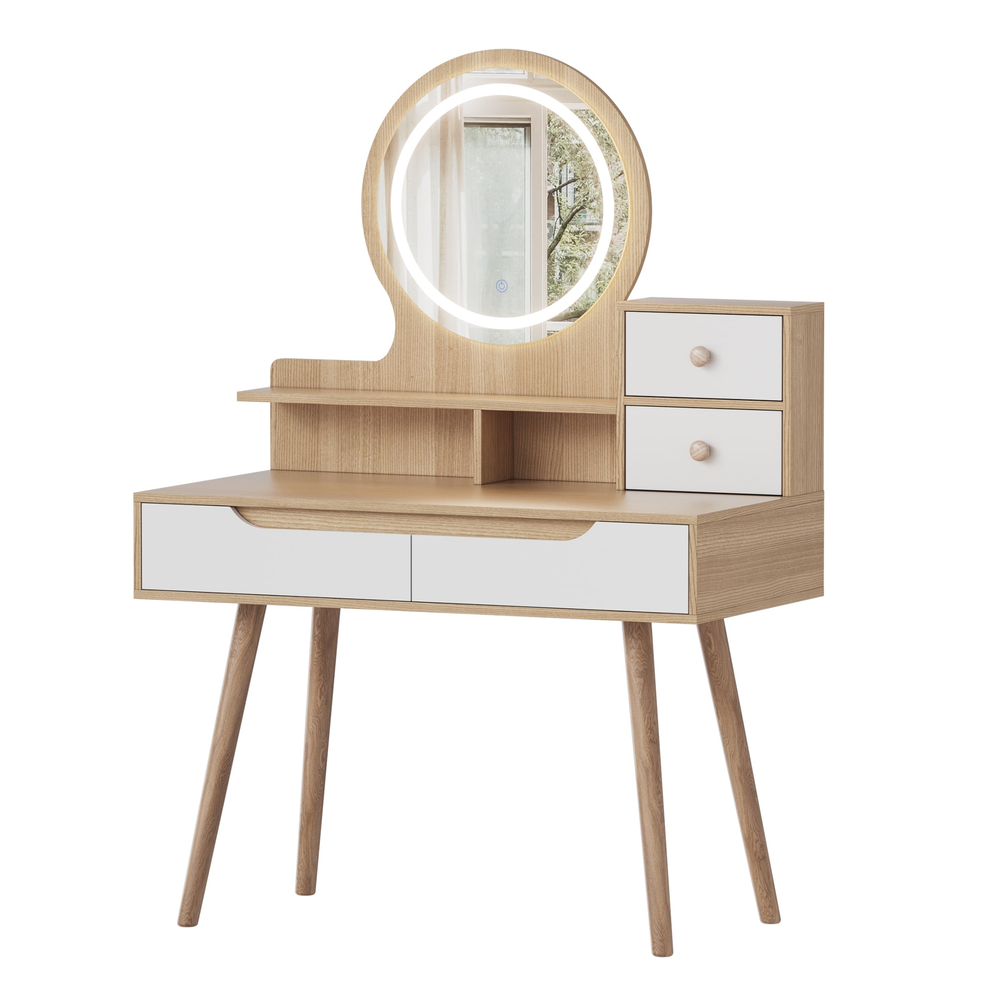 Lycvki MUT-51 31.5-in Ameican White Oak Makeup Vanity