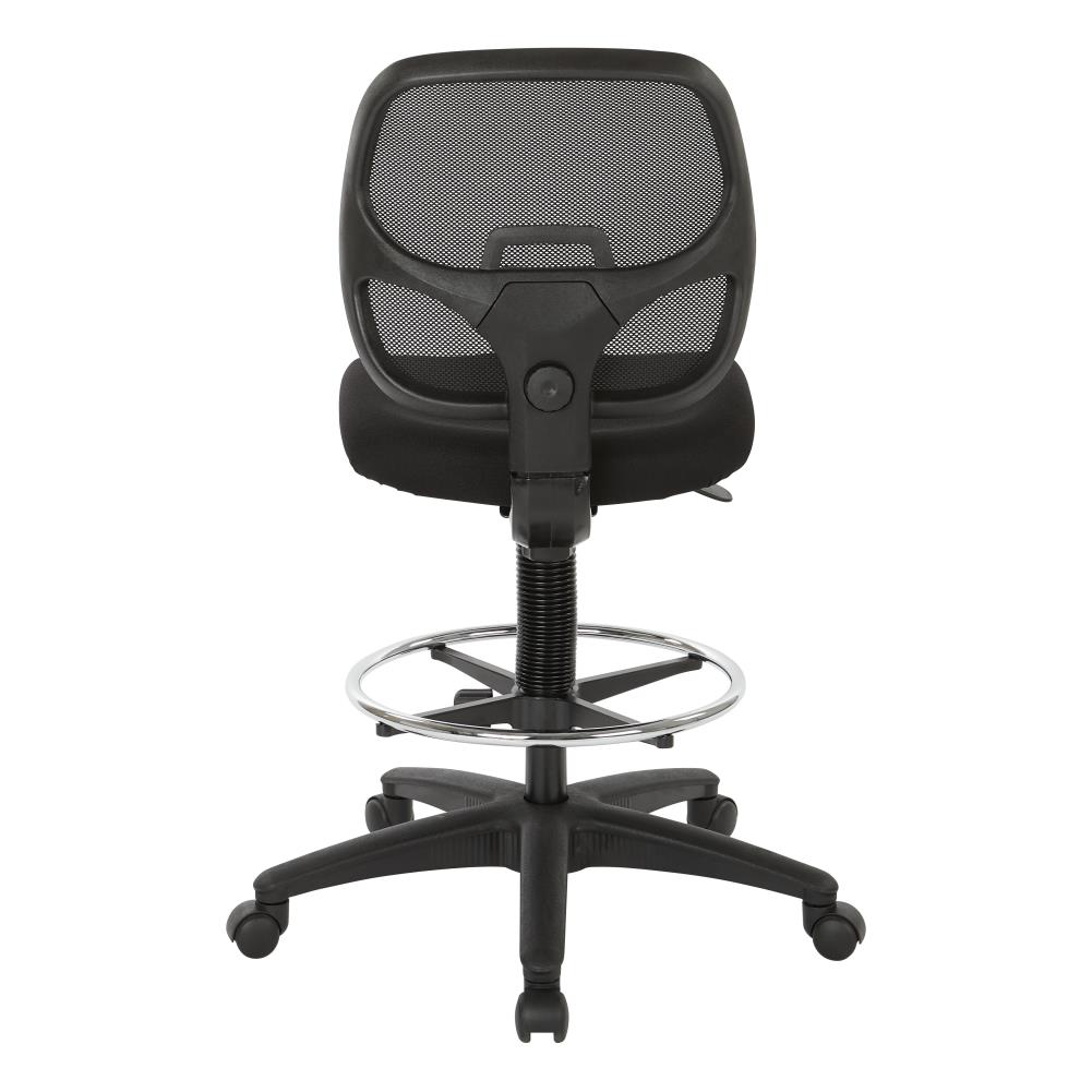 Office Star DC Series Deluxe Breathable Mesh Back Ergonomic Drafting Chair  with Lumbar Support and Adjustable Footring, Black Fabric