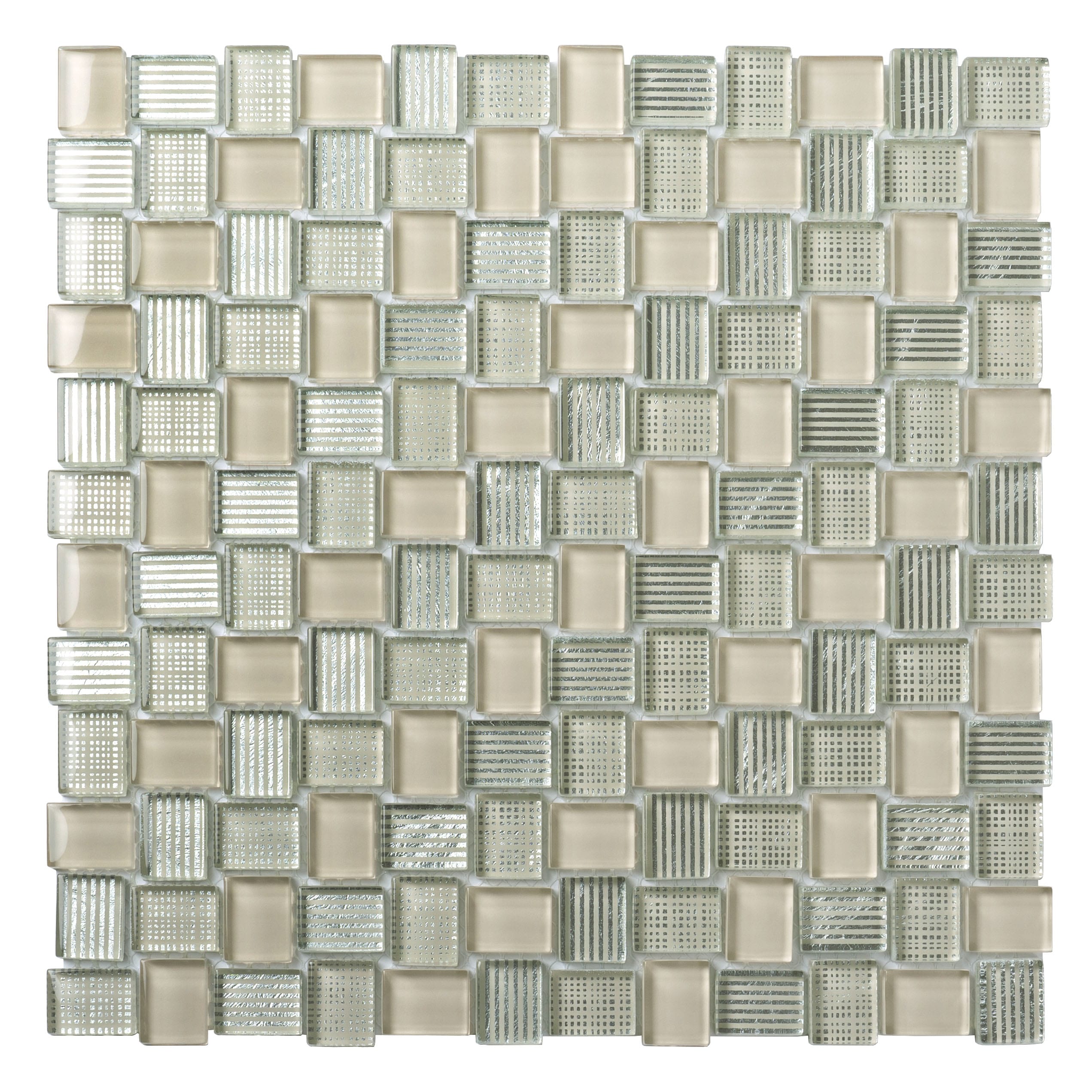 Apollo Tile APLBL8805CMASAMPLE (Sample) Sparta Beige 4-in x 4-in Glossy Marble Basketweave Patterned Thinset Mortar Floor and Wall Tile