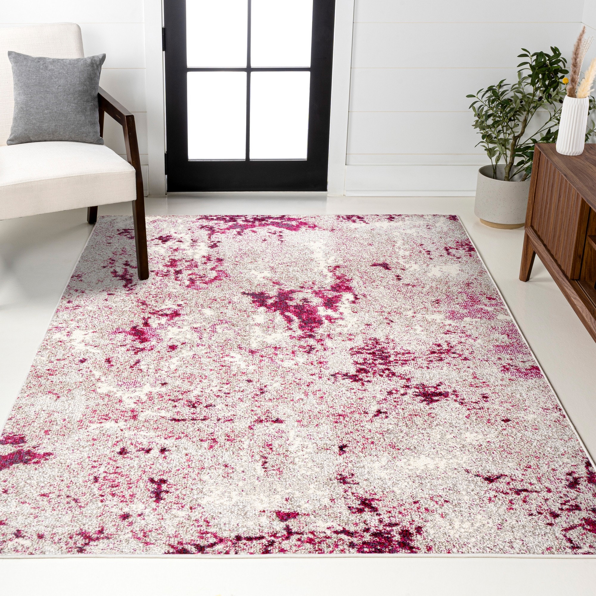 JONATHAN  Y CTP103B-5 Contemporary Pop 5 X 8 (ft) Maroon/Gray Indoor Abstract Bohemian/Eclectic Area Rug