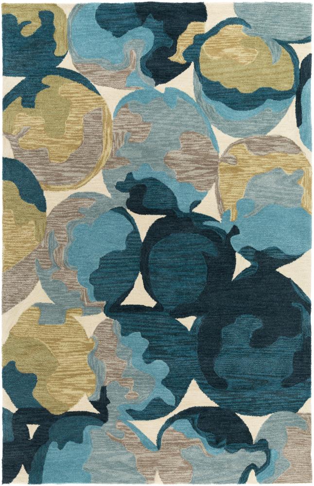 Surya Rivera 2 x 3 Aqua Indoor Abstract Industrial Area Rug at