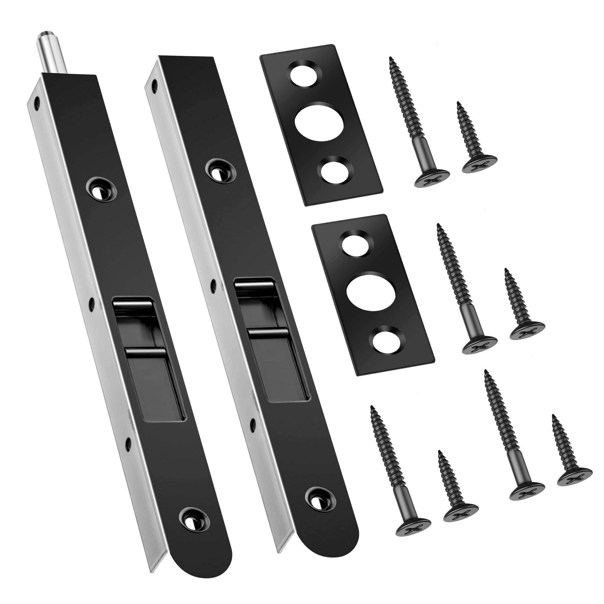Aoibox  2 Pack 7 in Heavy Duty Black Plated Flush Bolts for Double French and Composite Wood Doors Door Inch