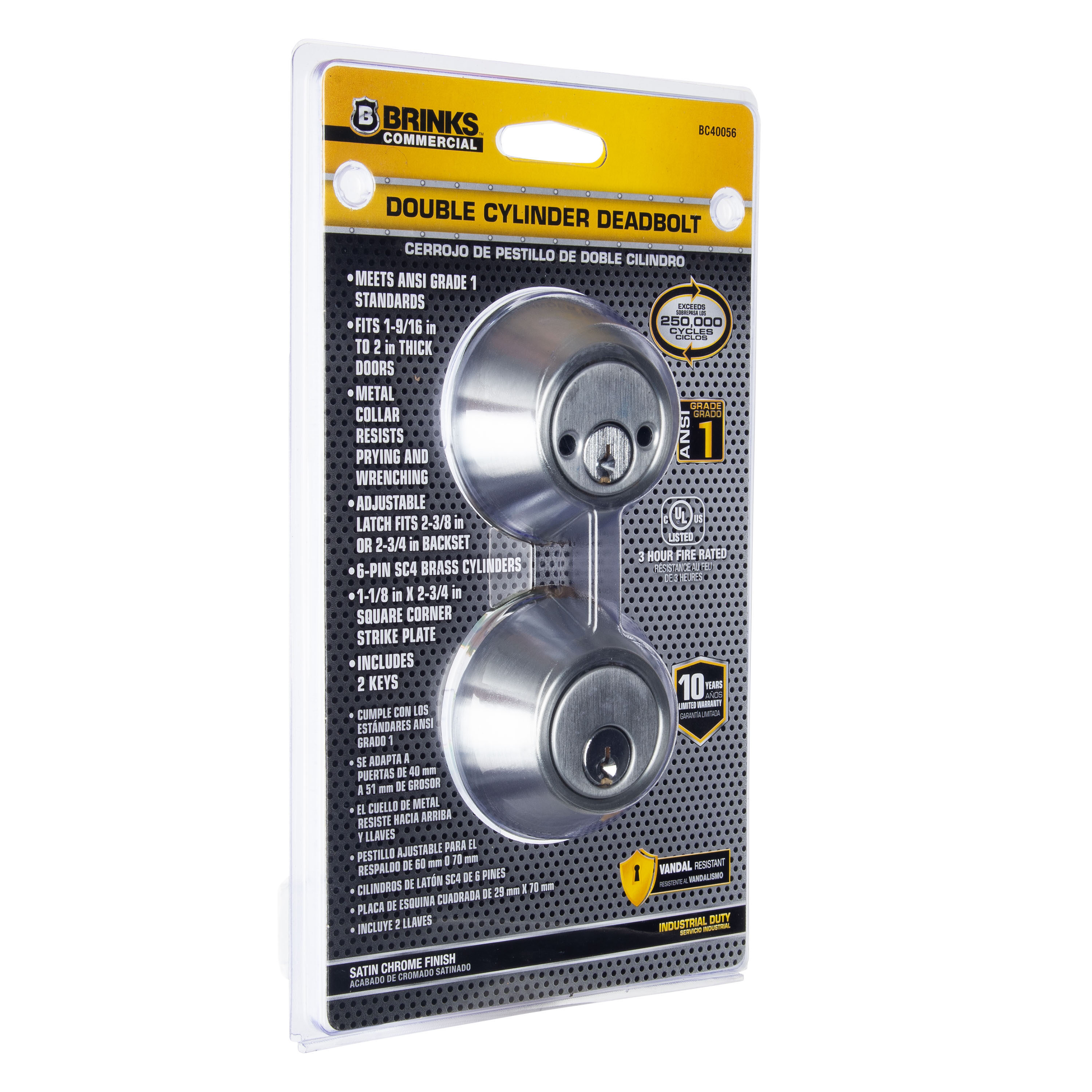 Brinks Commercial Industrial Duty Commercial Satin Chrome Double Cylinder Deadbolt Bc40056 At 9939