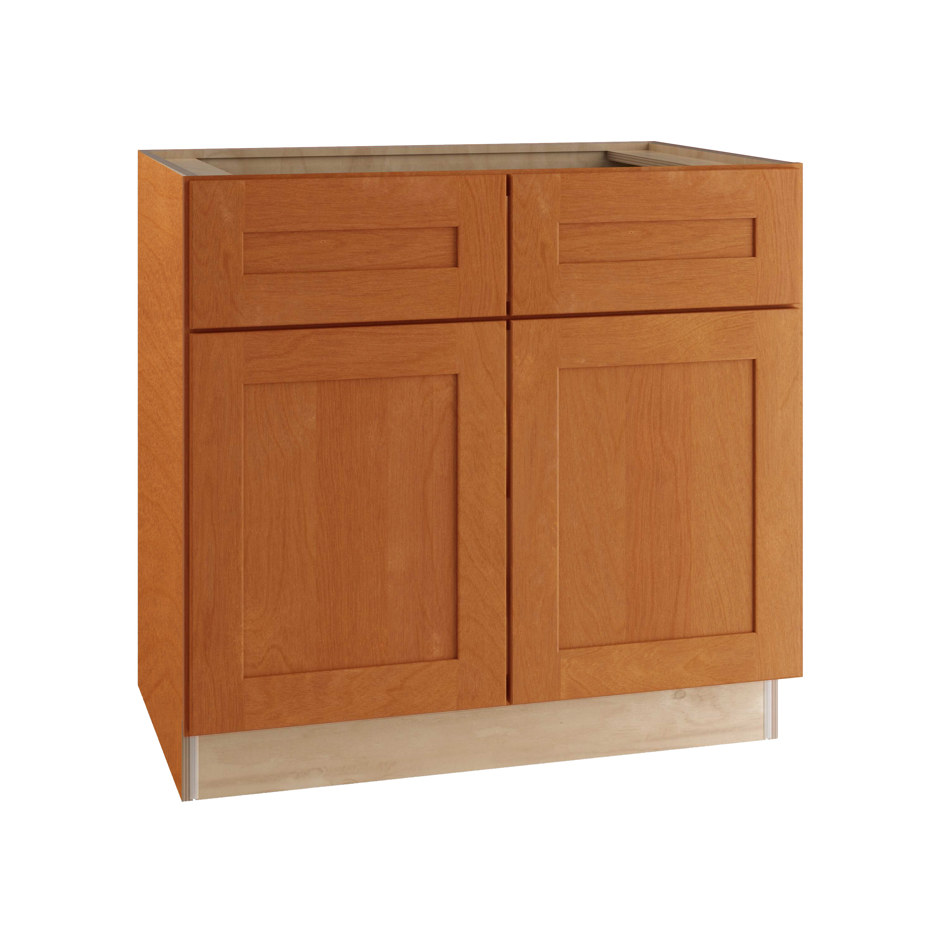 Luxxe Cabinetry B36-HCN Heston 36-in W x 34.5-in H x 24-in D Cider 2-Drawers Base Fully Assembled Plywood Cabinet (Recessed Panel Shaker Style)
