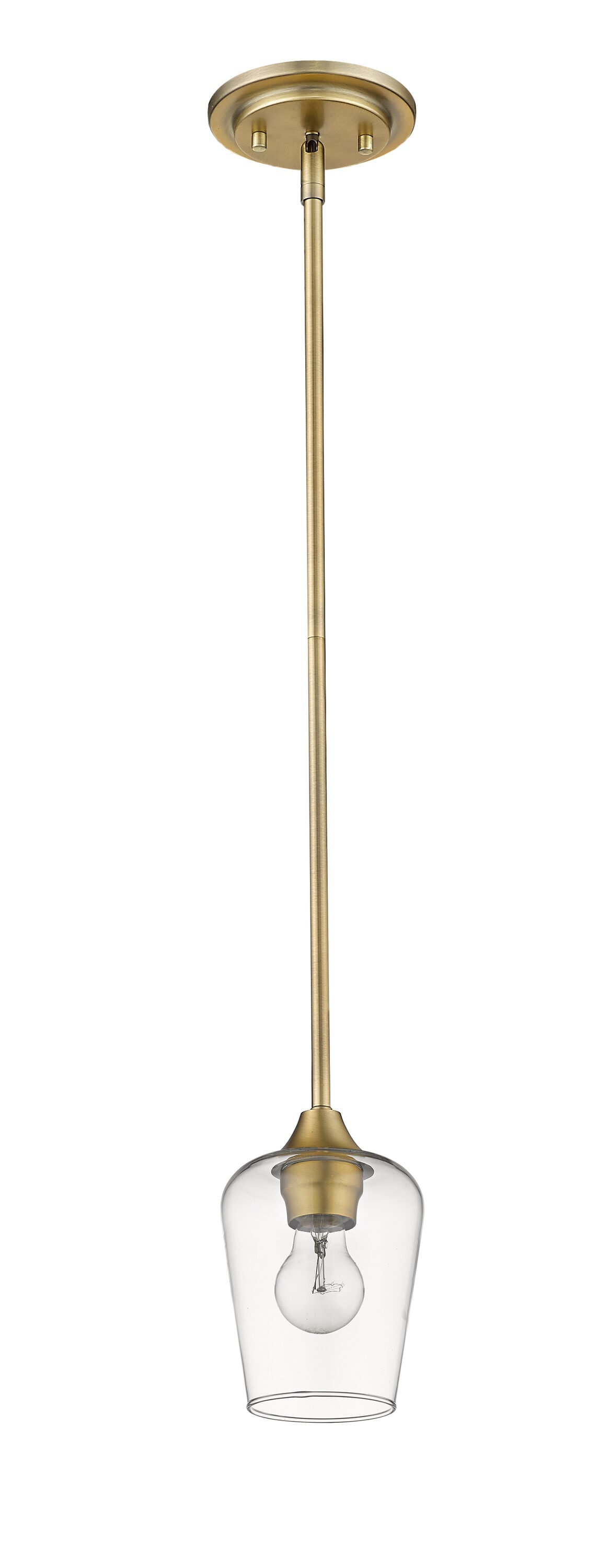 Joliet Contemporary Mini Pendant in Olde Brass with Large Glass Shade