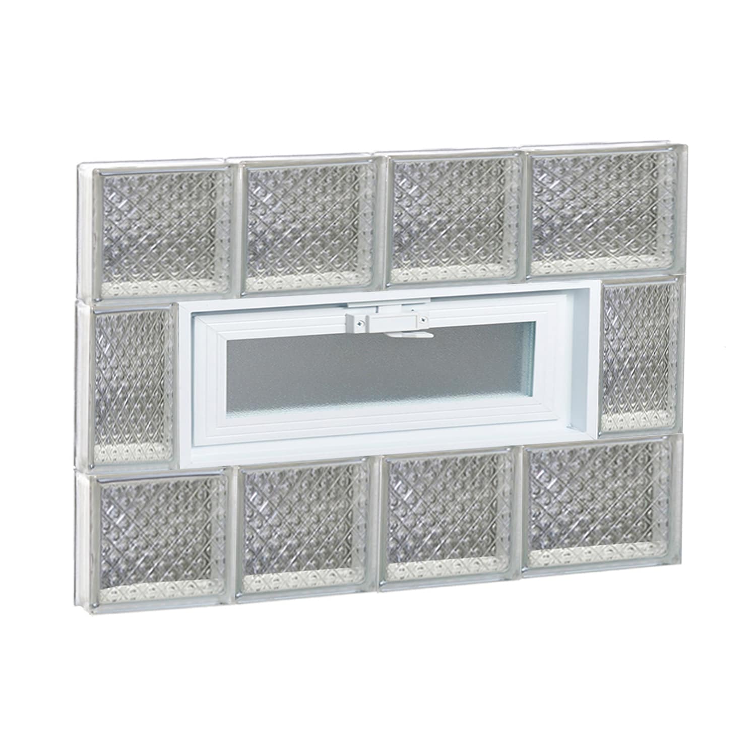 REDI2SET V2620DP Diamond Glass 25-in x 19-1/4-in Frameless Replacement Vented Glass Block Window