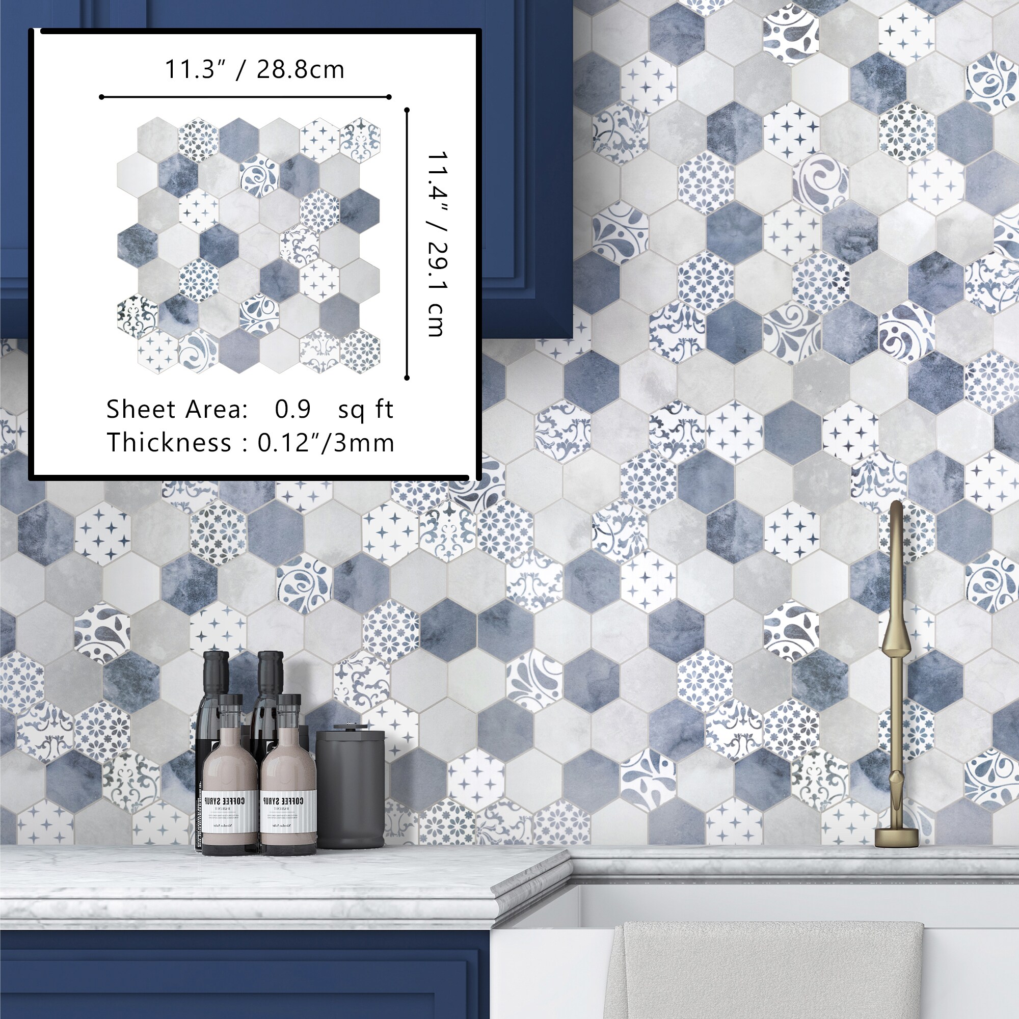 SUNWINGS HEX48-GREY-10 Ceramic-Tile - View #7