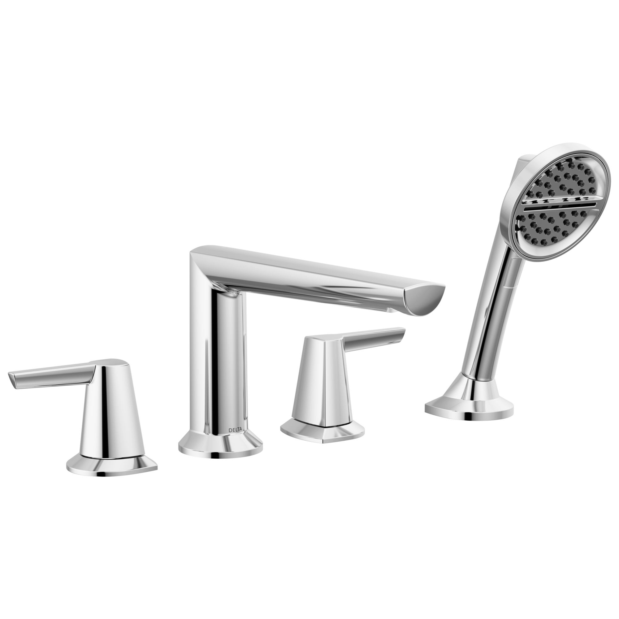 Delta T4771-PR Galeon Lumicoat Chrome 2-handle Deck-mount Roman Low-arc Bathtub Faucet with Hand Shower