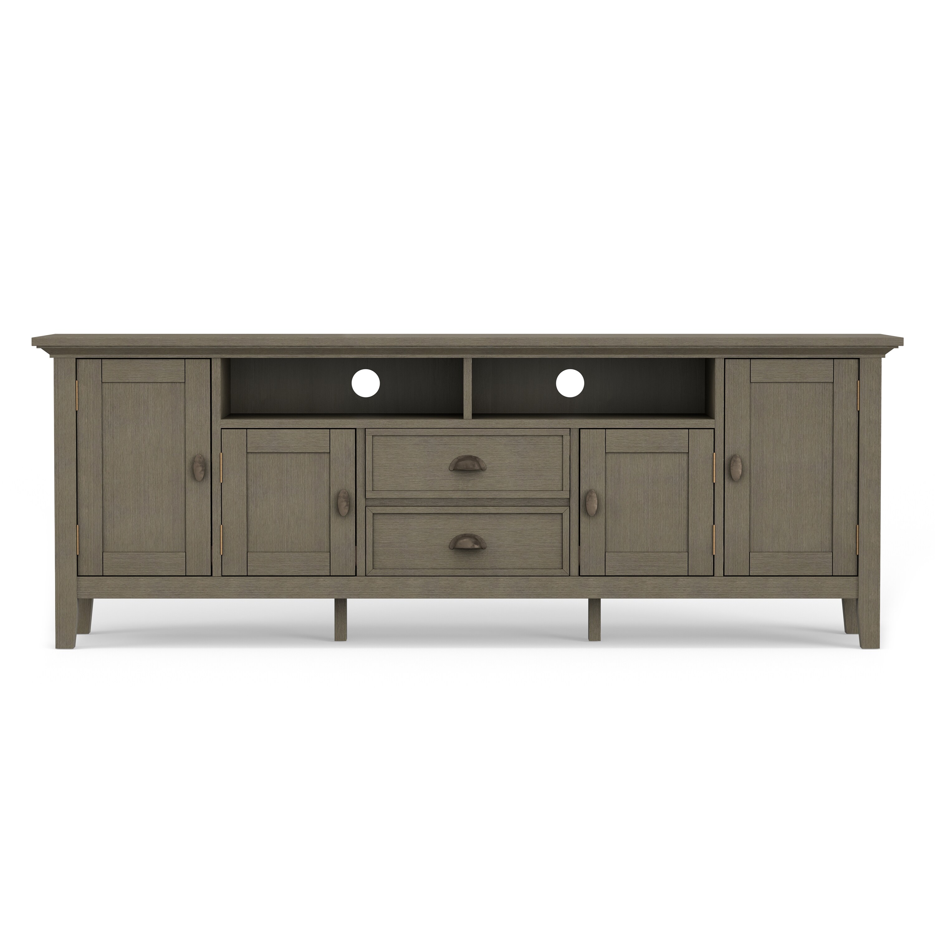 Farmhouse Grey Solid Wood 72" TV Media Stand with Cabinets