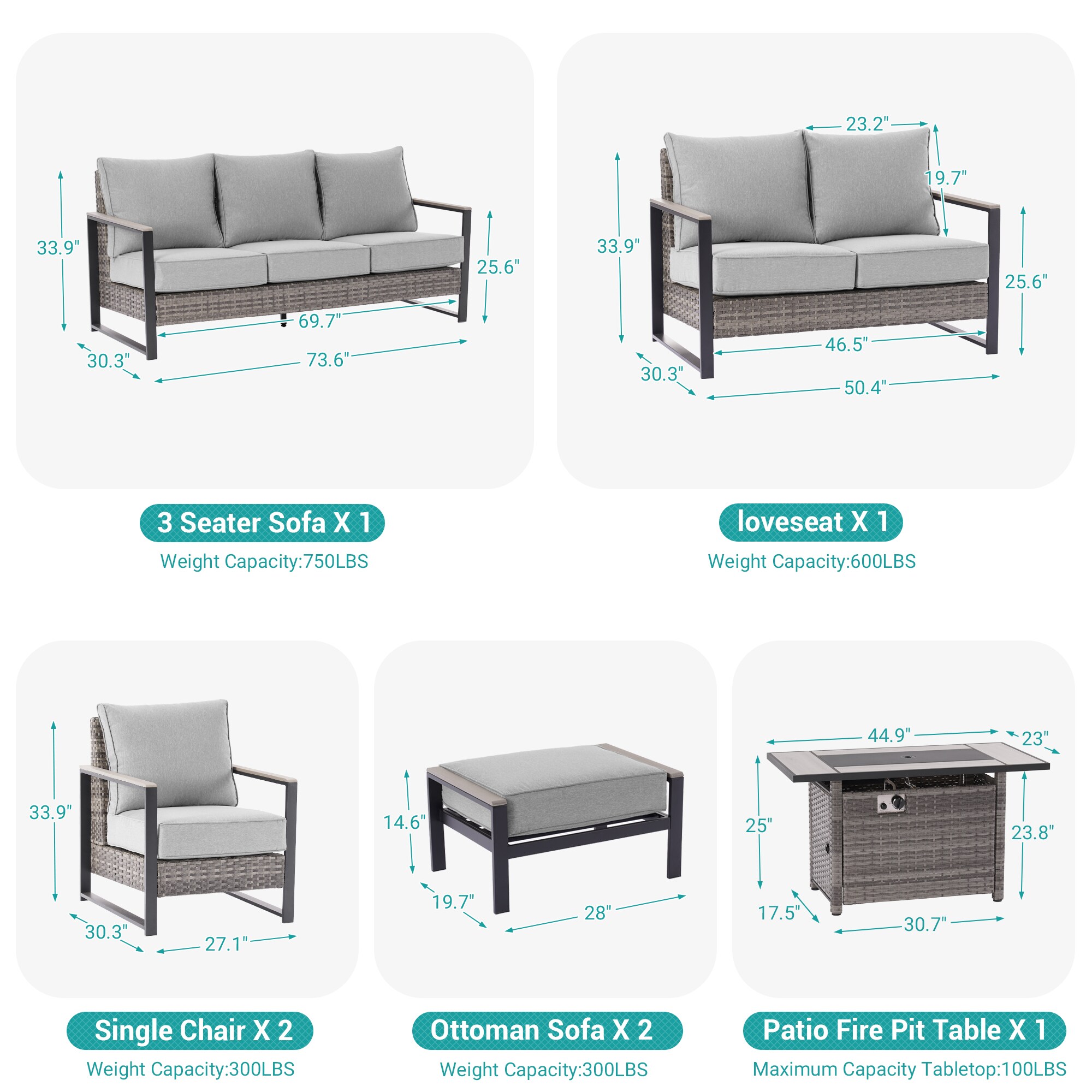 Sonkuki SD-PS-148HLY-S3T5 Patio-Conversation-Sets - View #3