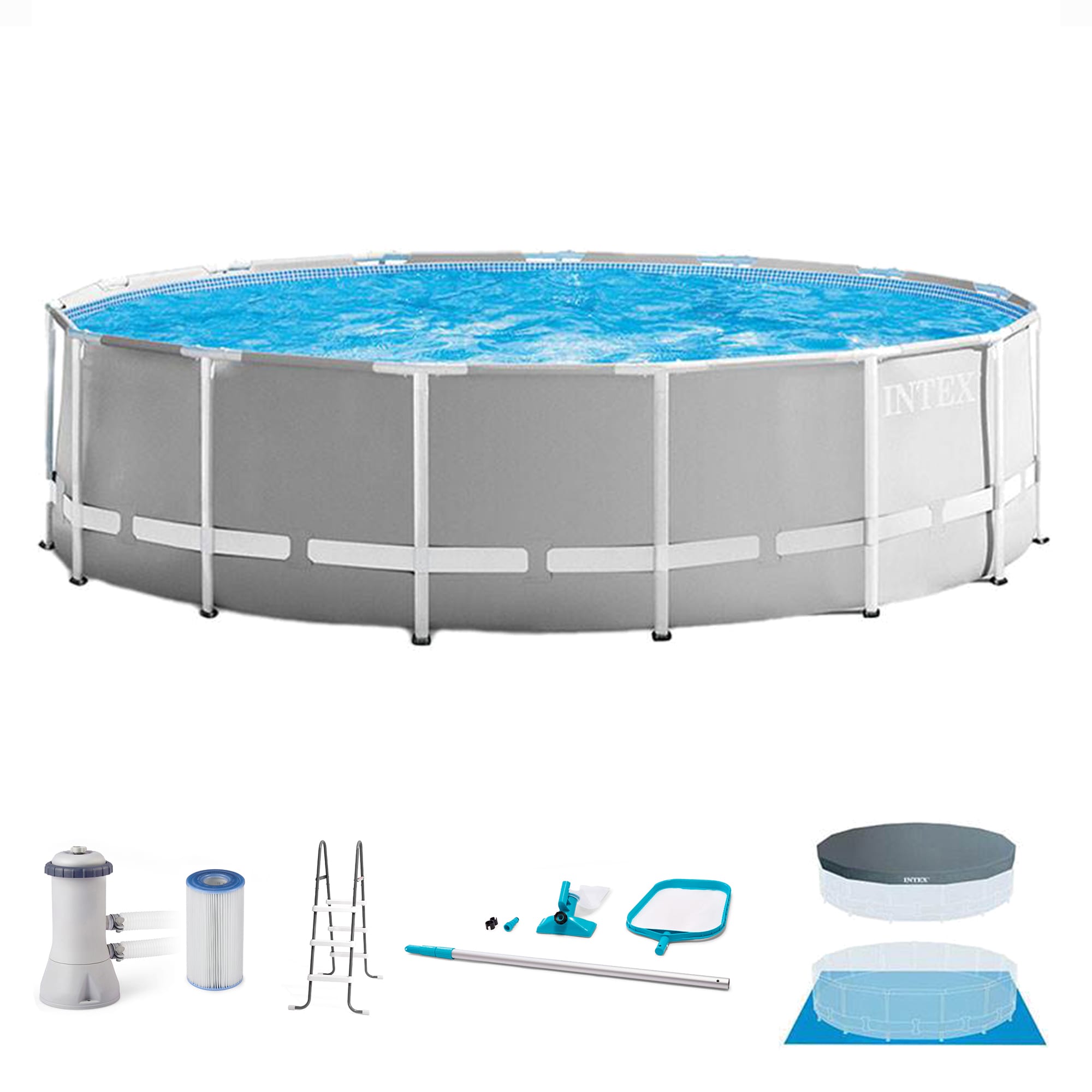 Intex  Prism Frame 15 Feetx48 Inches Swimming Pool Set with Ladder Cover and Maintenance Kit
