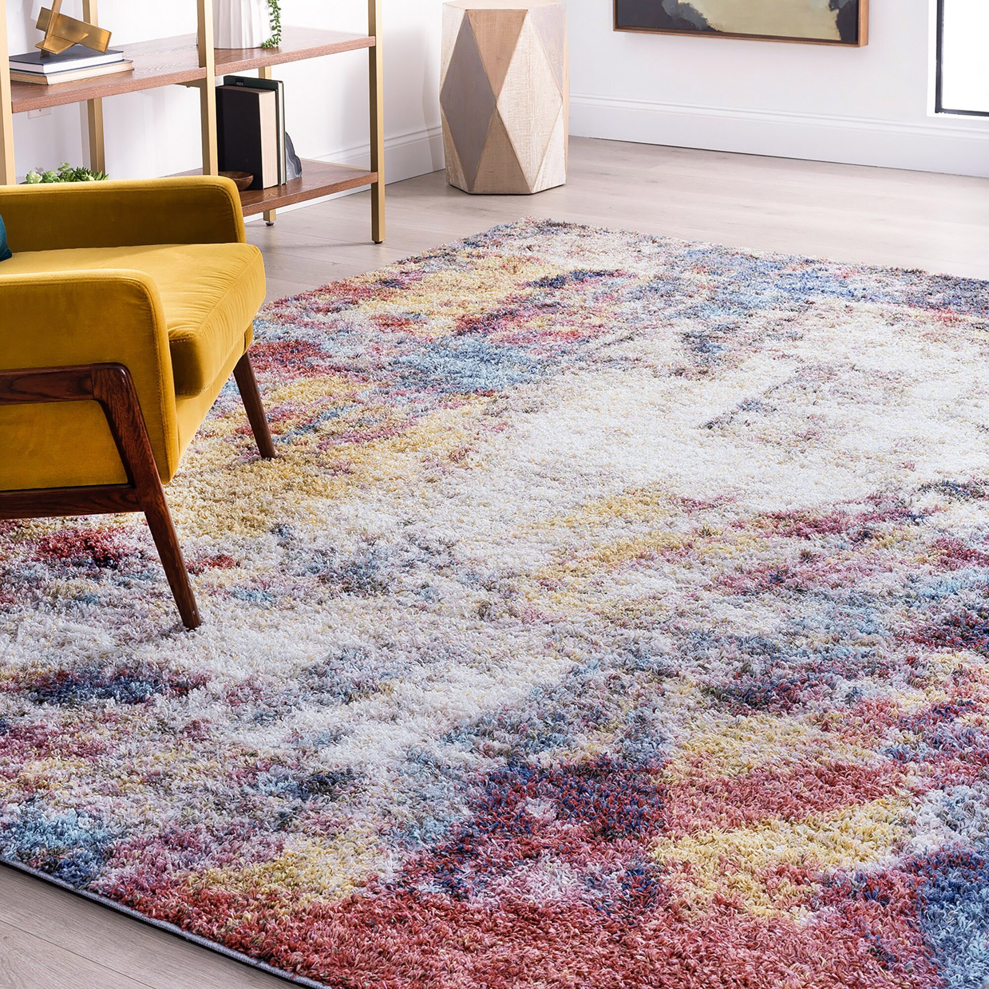 Tayse PLR1100 8X10 Palermo Shag 8 x 10 (ft) Loomed Polypropylene Multi-Color Rectangular Indoor Area rug