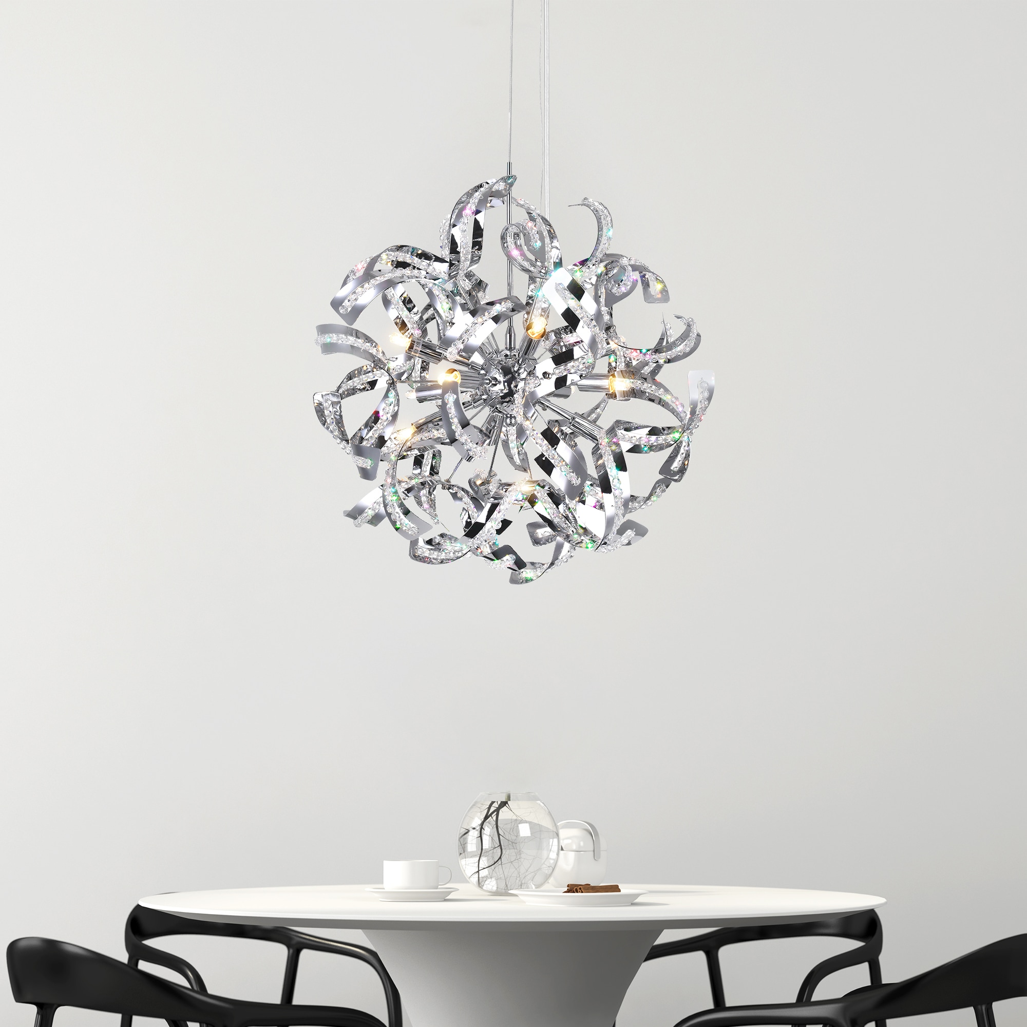 CWI Lighting 5067P29C Swivel 18 -Light Chrome Modern/contemporary For Use in Bathrooms, Bedrooms, Dining Rooms, Foyers, Kitchens, Living Rooms Chandelier