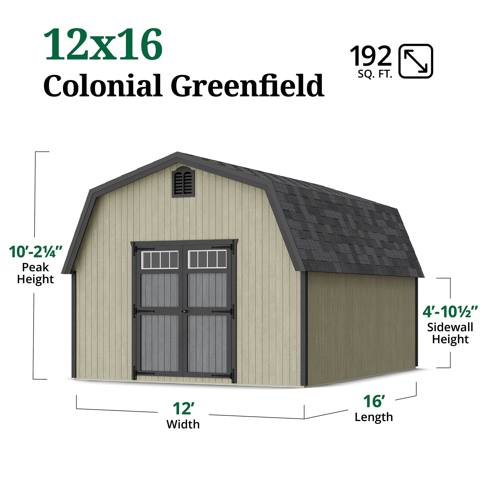 Little Cottage Co 12X16 GCGS-PC Wood-Storage-Buildings - View #3