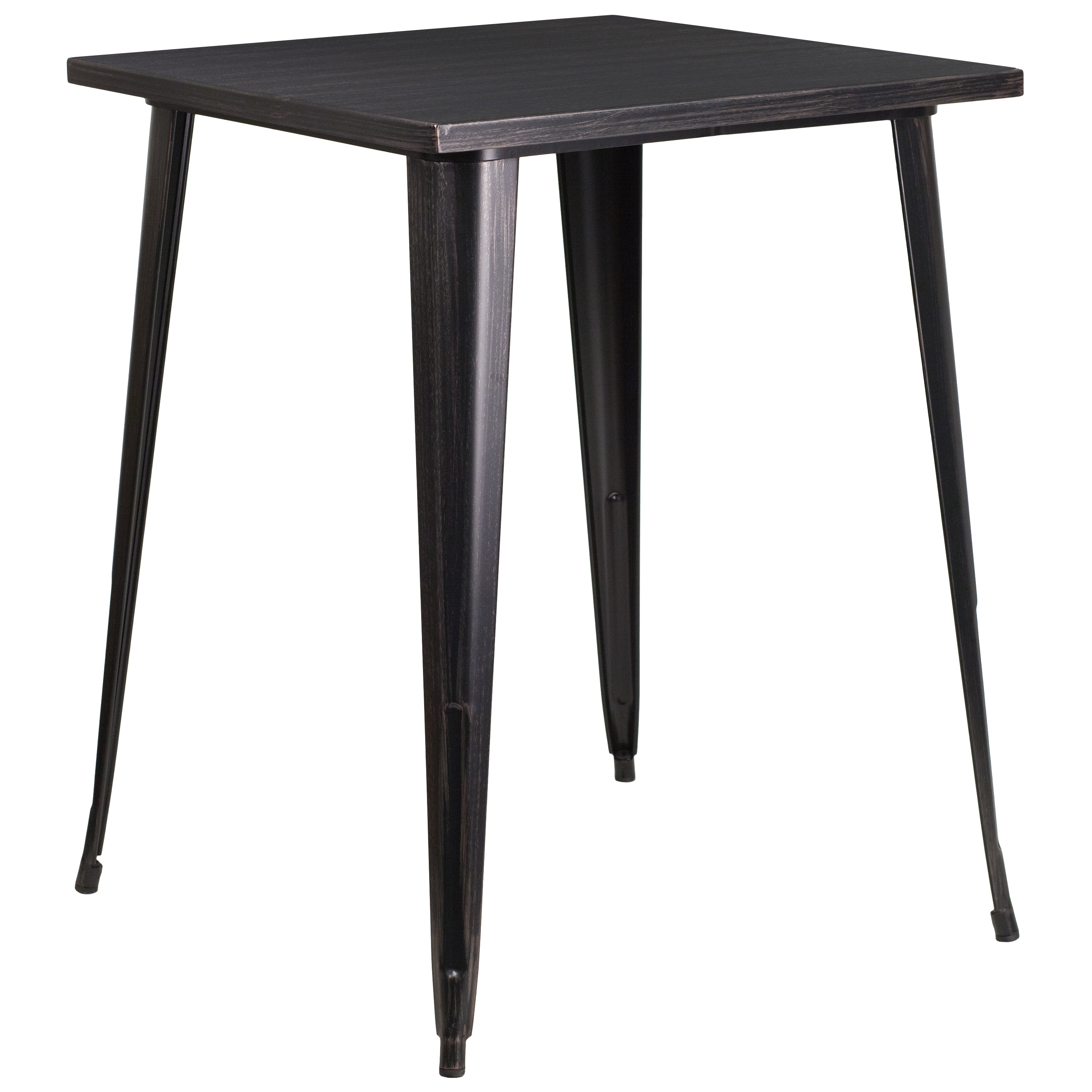 Rothko Bar Height Patio Dining Table with Black-Antique Gold Metal Frame and 31.5-in Square Top